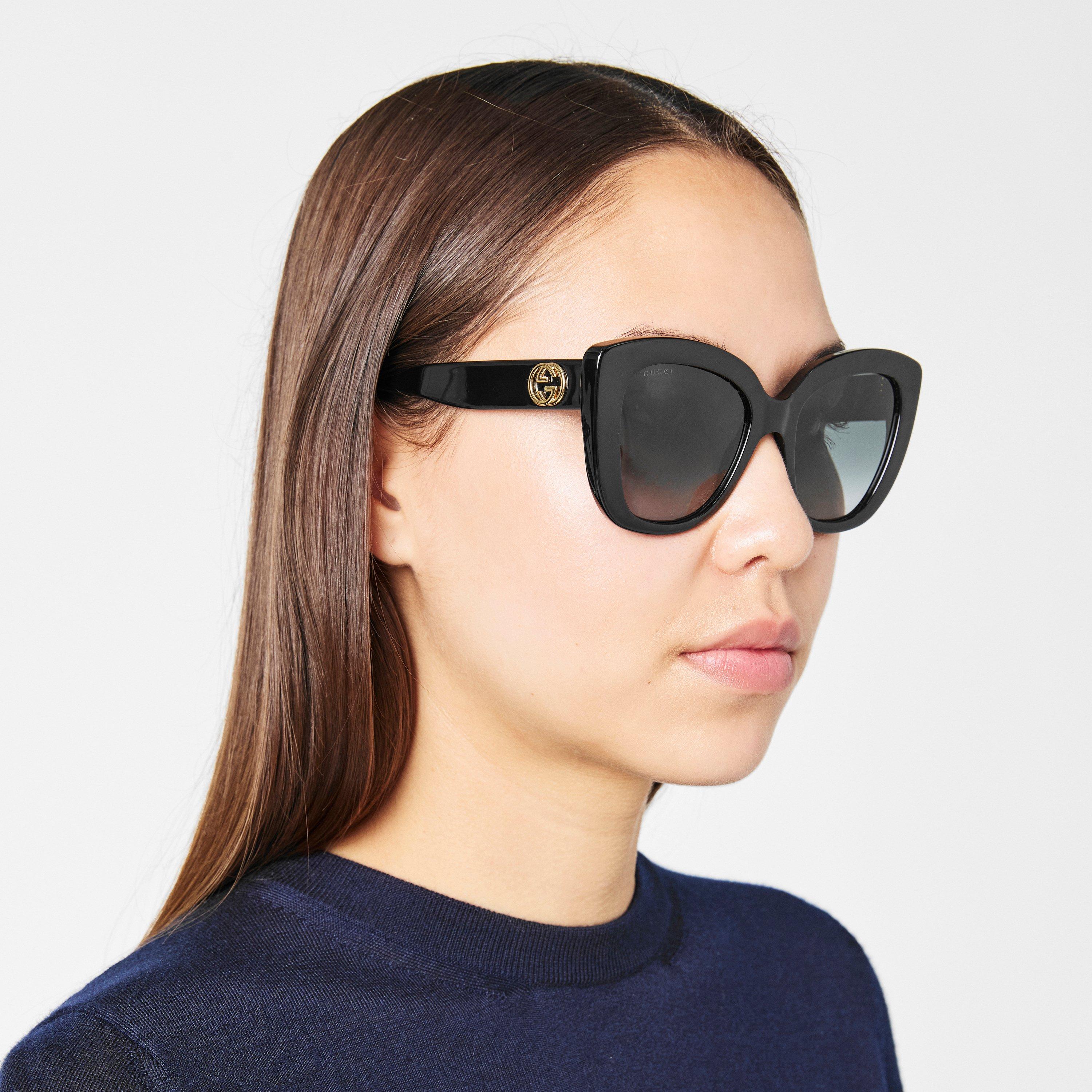 Gucci Sunglasses with Gold Logo- GG0327S Gucci Black Cat-Eye Sunglasses with Gold Logo Accent GG0327S  main image 4