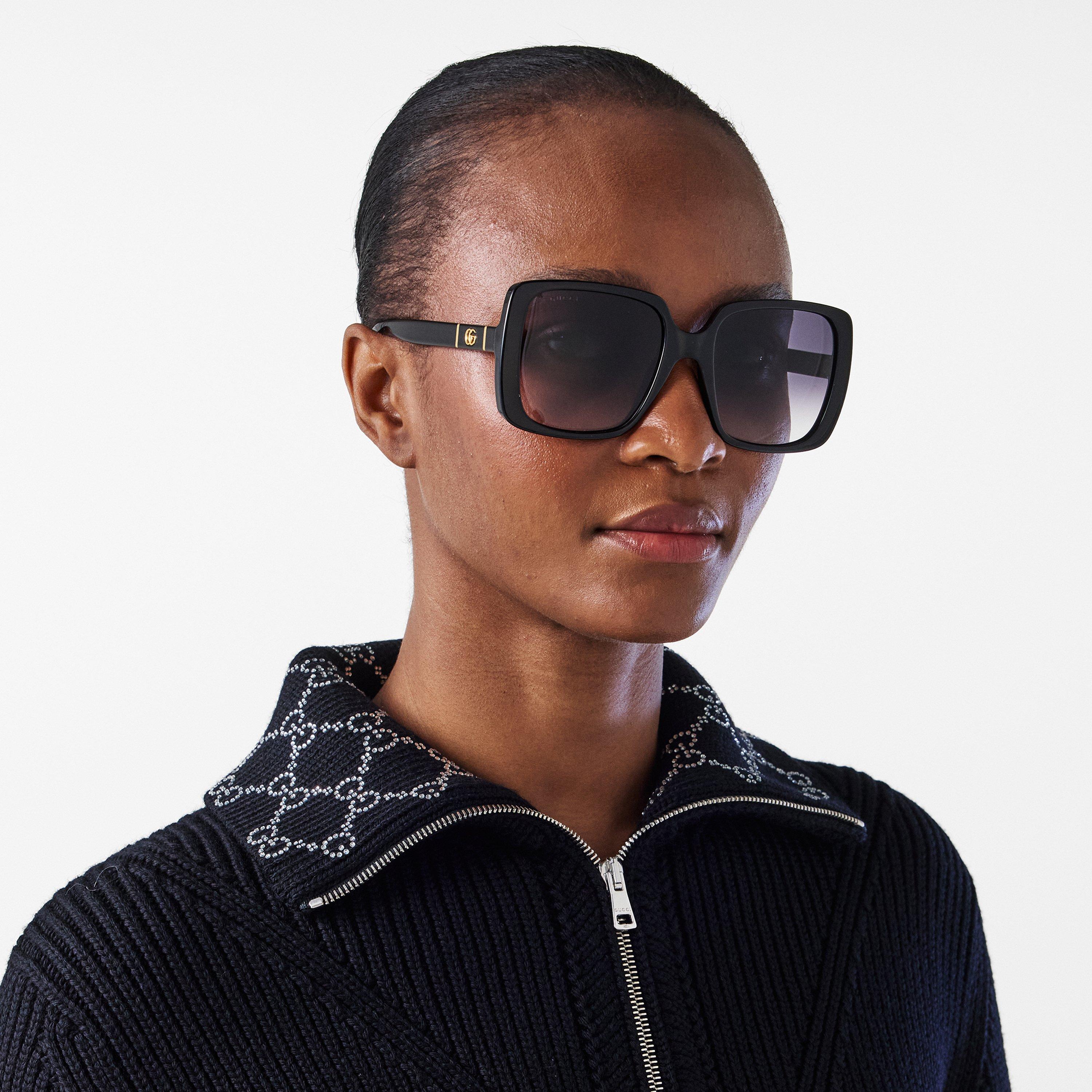 Black - Gucci - Women's Oversized Square Sunglasses - 3