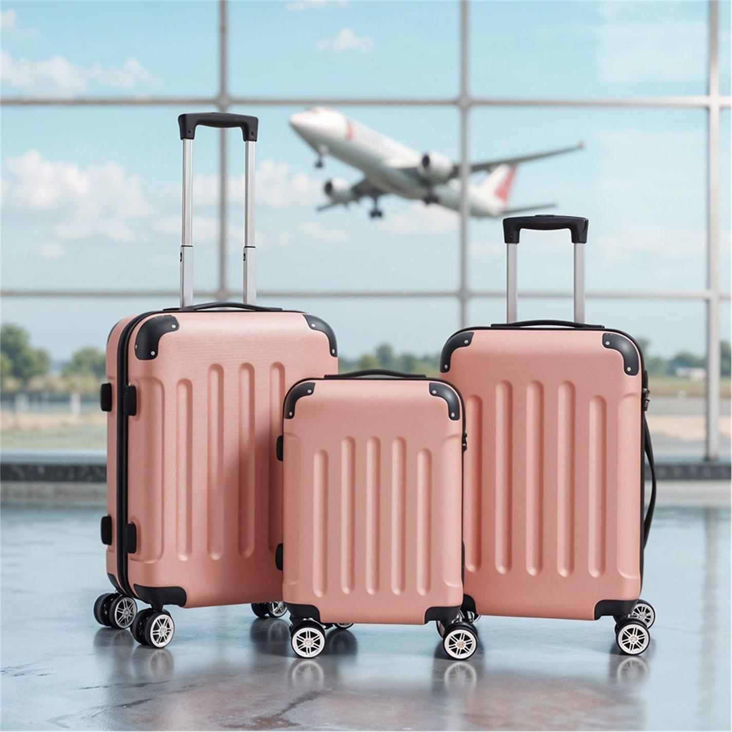 Pink - SHEONLY - 3Pcs Travel Suitcase Set with TSA lock - 2