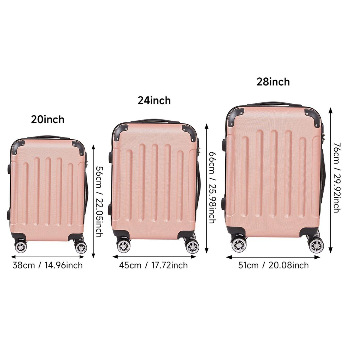 Pink - SHEONLY - 3Pcs Travel Suitcase Set with TSA lock - 10