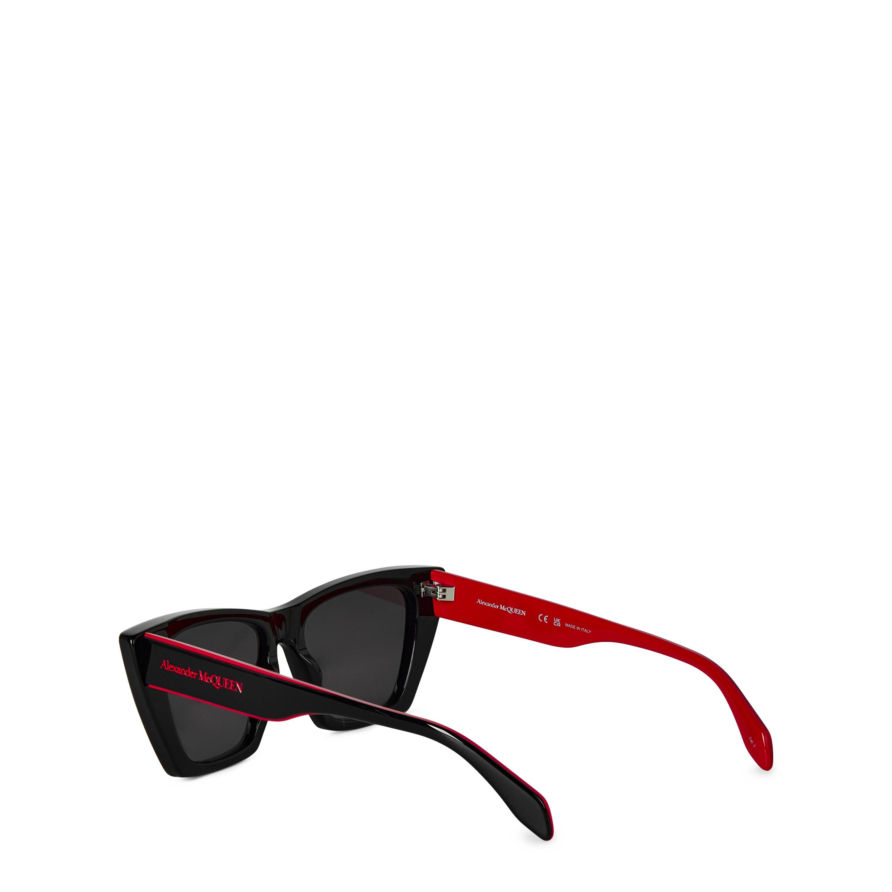 Black - Alexander McQueen - Women's Opaque Tortoiseshell Alexander McQueen Cat-Eye Sunglasses - 2