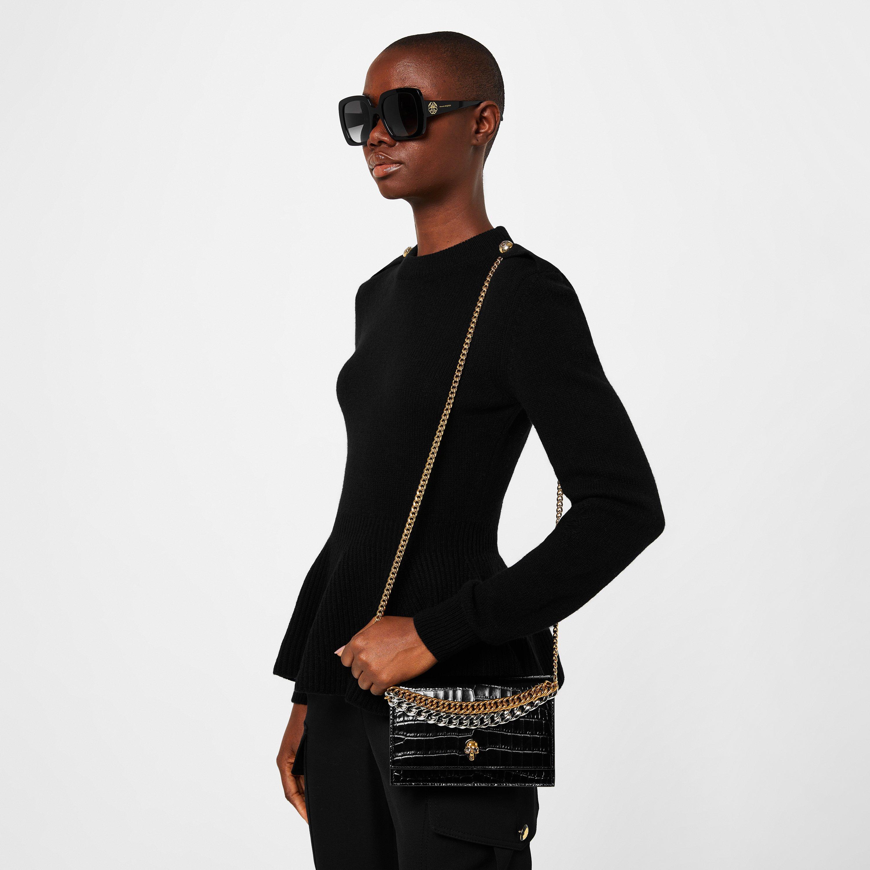 Black - Alexander McQueen - Women's Seal Oversized Sunglasses - 5