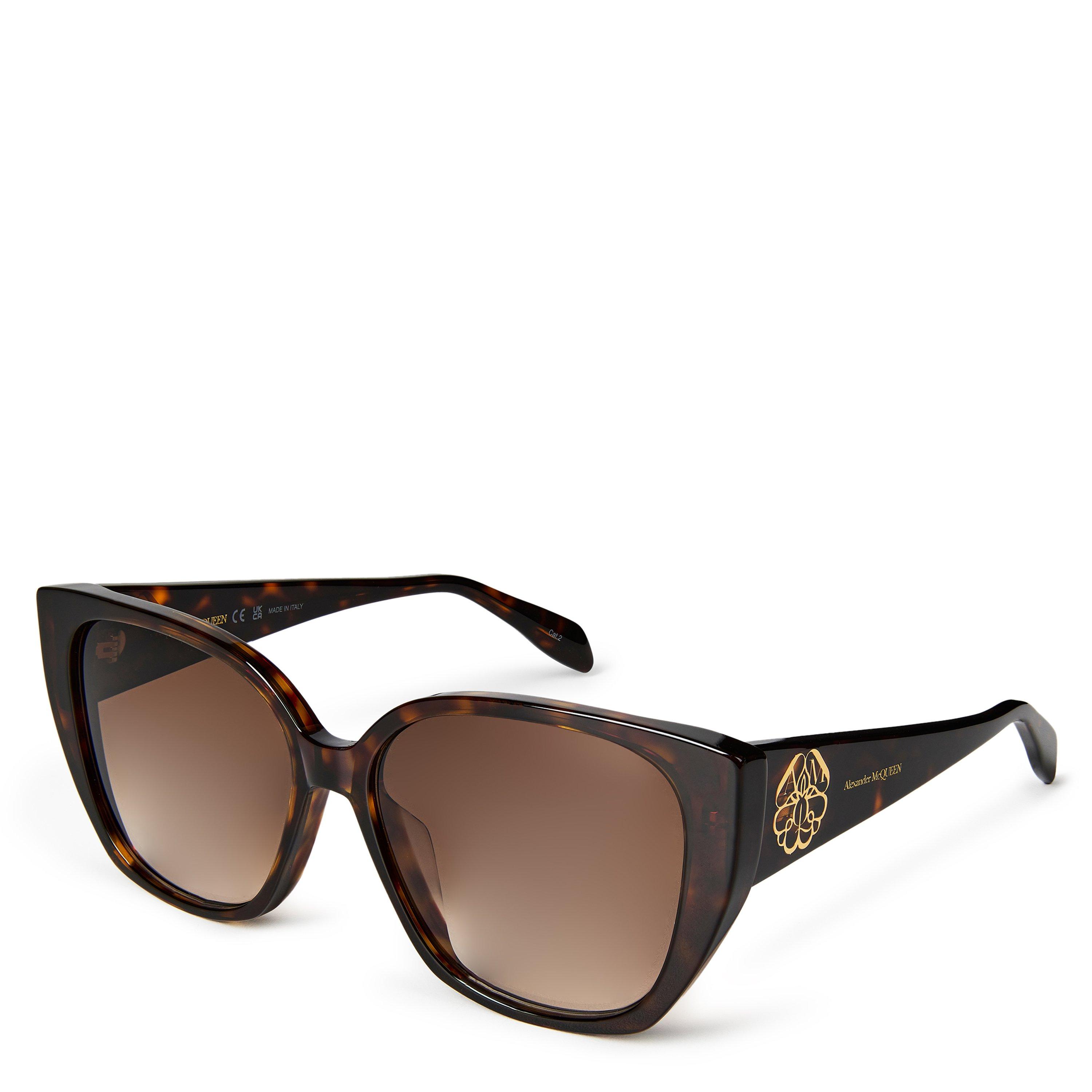 Alexander McQueen Women's Signature Orchid Motif Oversized Cat-Eye Sunglasses - Havana