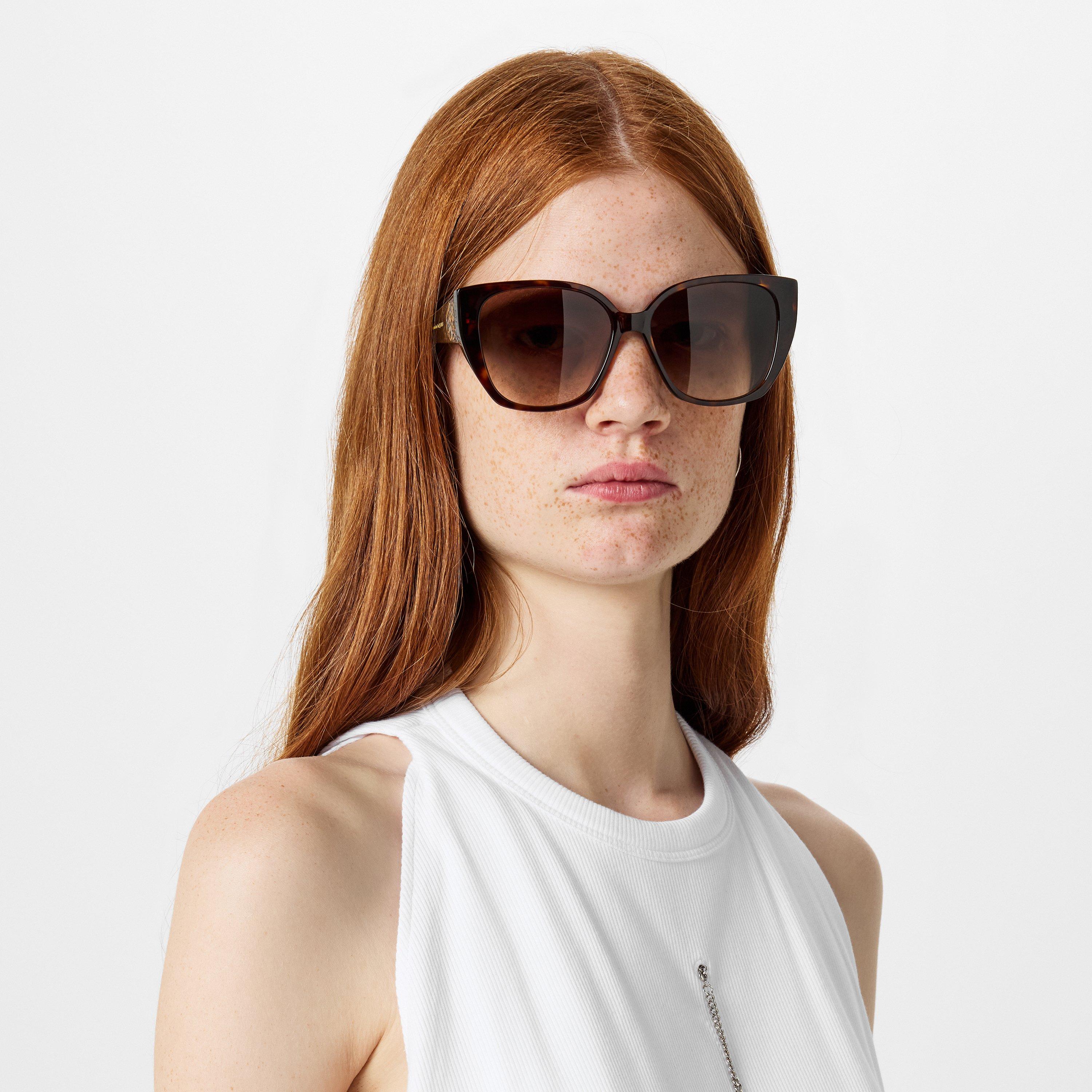 Havana - Alexander McQueen - Women's Signature Orchid Motif Oversized Cat-Eye Sunglasses - 2