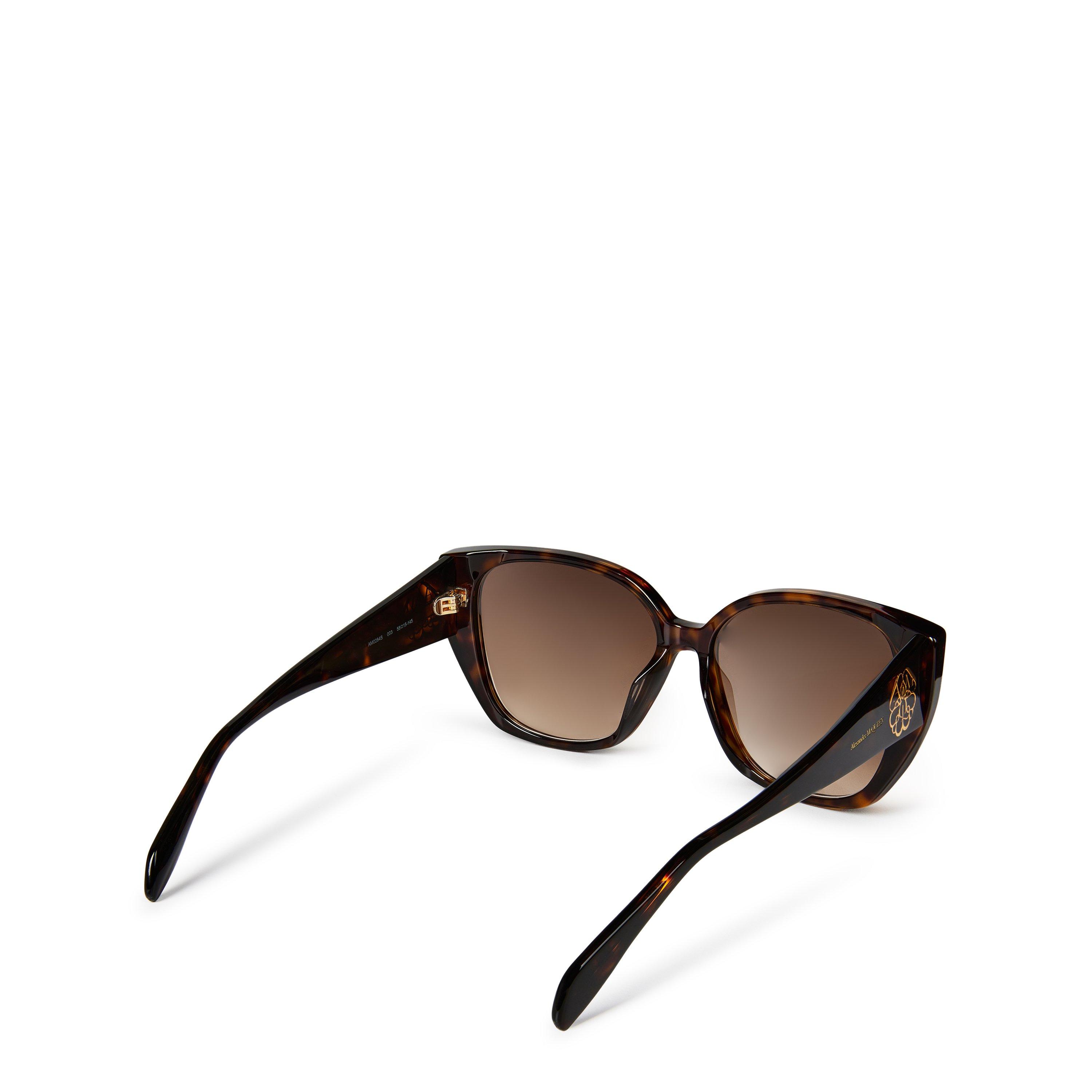 Havana - Alexander McQueen - Women's Signature Orchid Motif Oversized Cat-Eye Sunglasses - 3