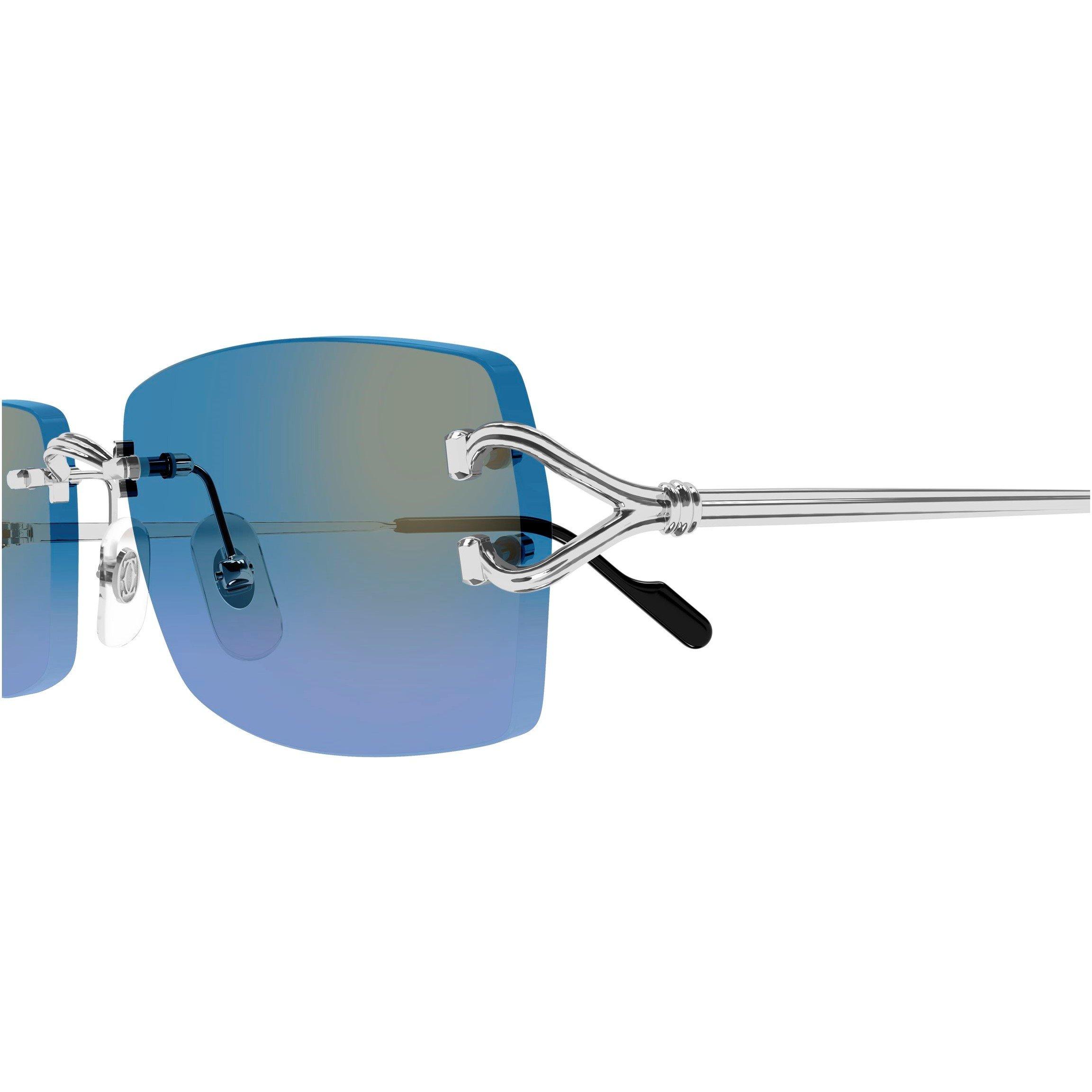 Blue/Silver - Cartier - Men's Rectangle Sunglasses - 4