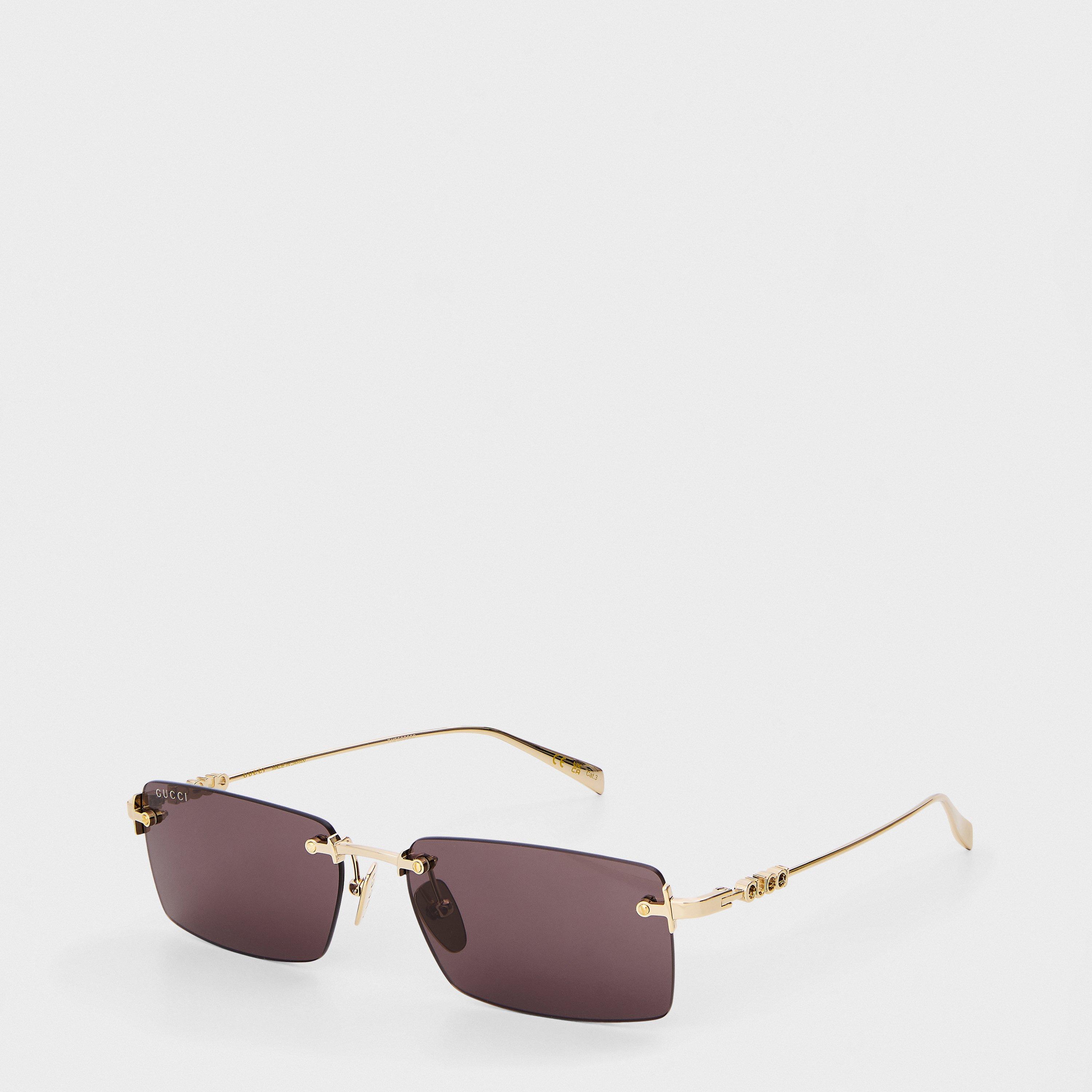 Gold/Grey - Gucci - Men's Rectangle Sunglasses - 1