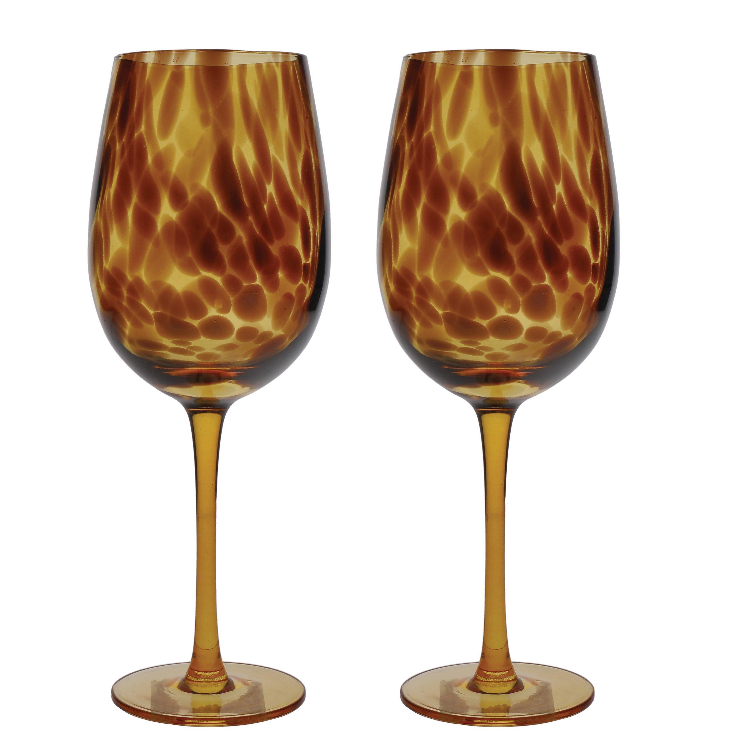 Brown - BarCraft - BarCraft Set of 2 Tortoiseshell Patterned Wine Gla - 1