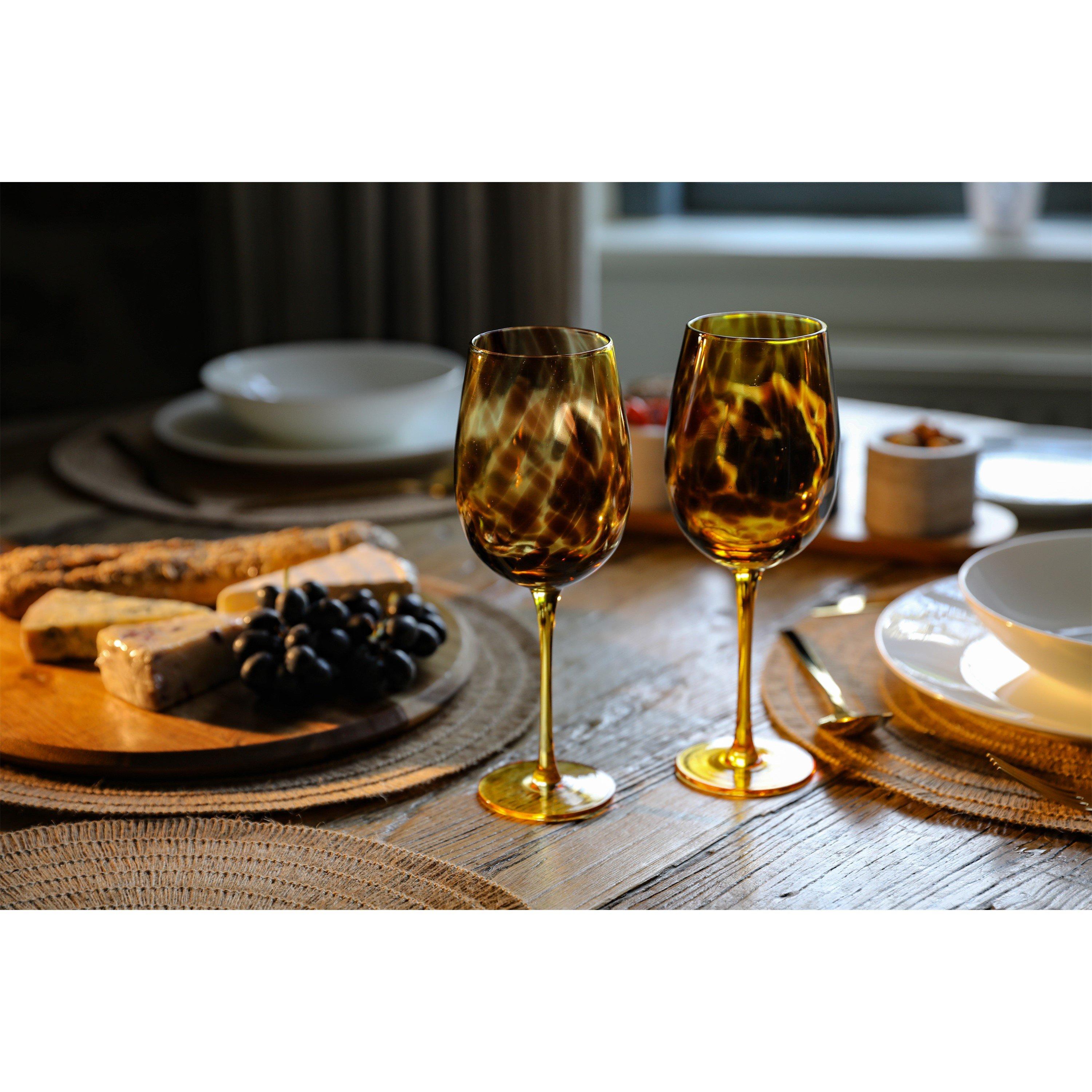 Brown - BarCraft - Tortoiseshell Patterned Wine Glasses - 2