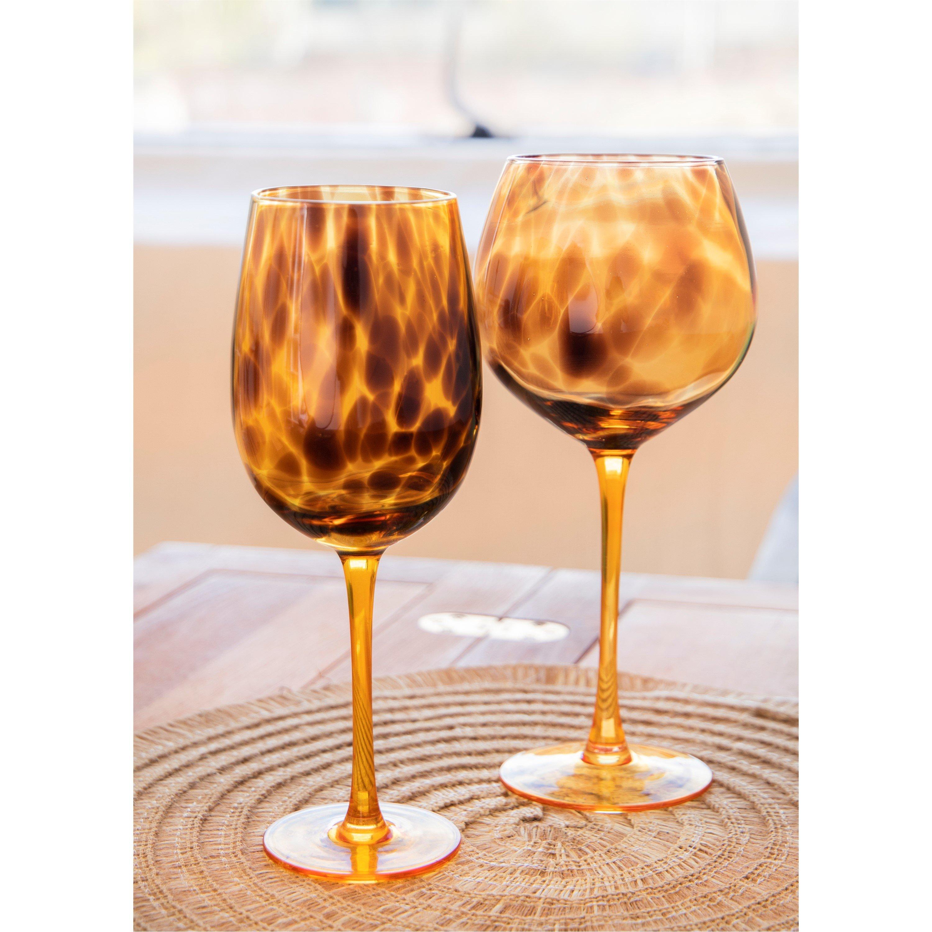 Brown - BarCraft - Tortoiseshell Patterned Wine Glasses - 3
