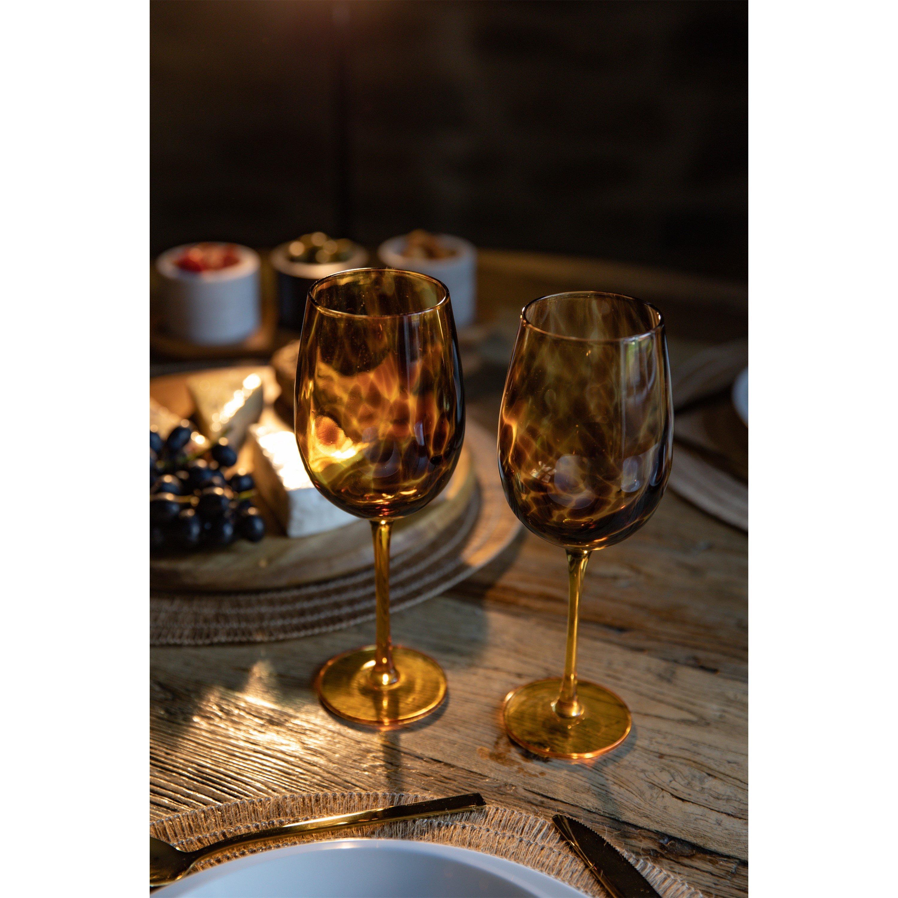 Brown - BarCraft - Tortoiseshell Patterned Wine Glasses - 4
