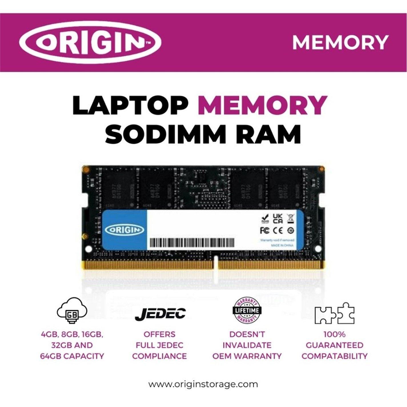 Black - Origin - Origin Storage 8GB DDR4 3200MHz SODIMM 1Rx8 Non-ECC 1.2V - 6