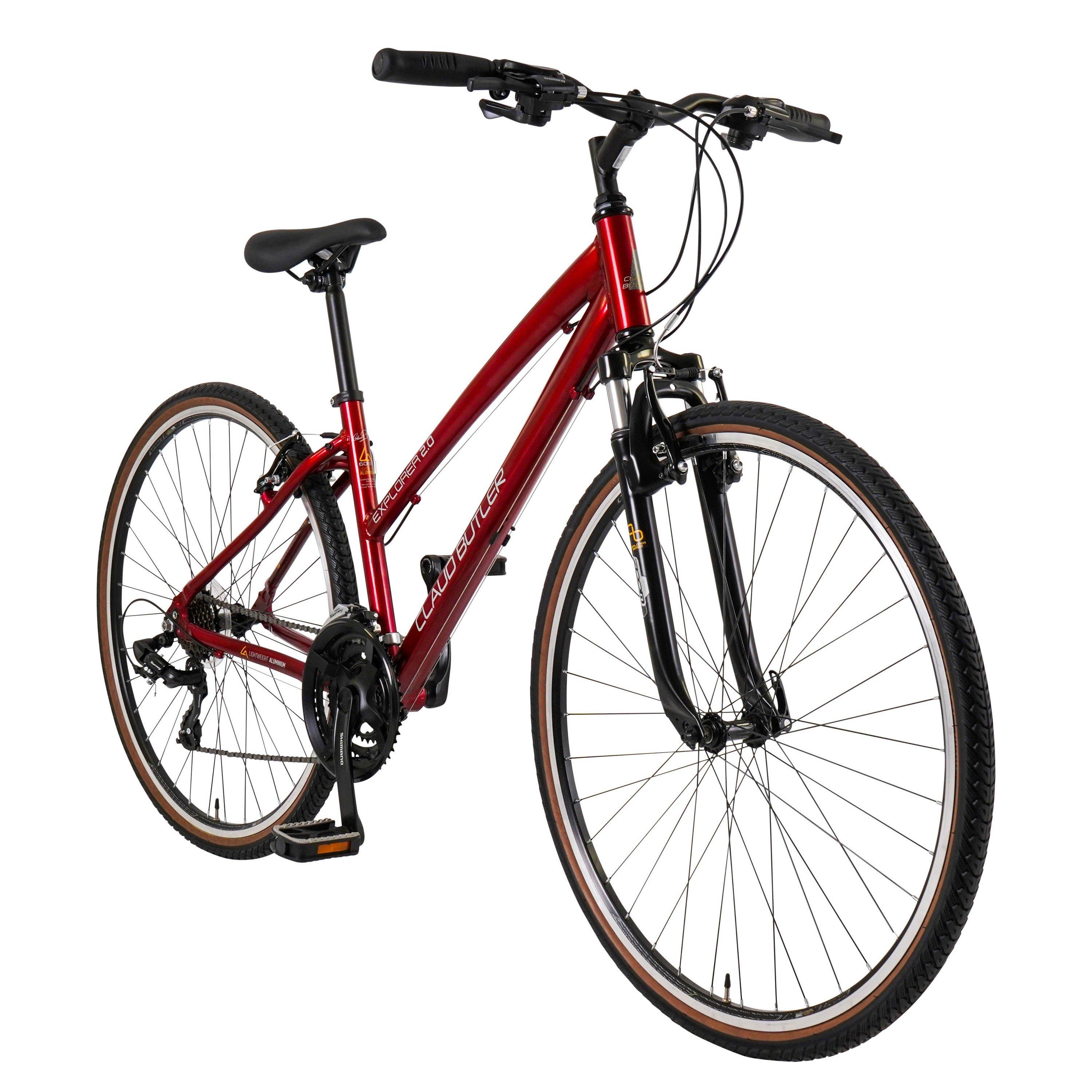 Red - Claud Butler - Claud Butler Explorer 2.0 Low Step Hybrid Bike - 2