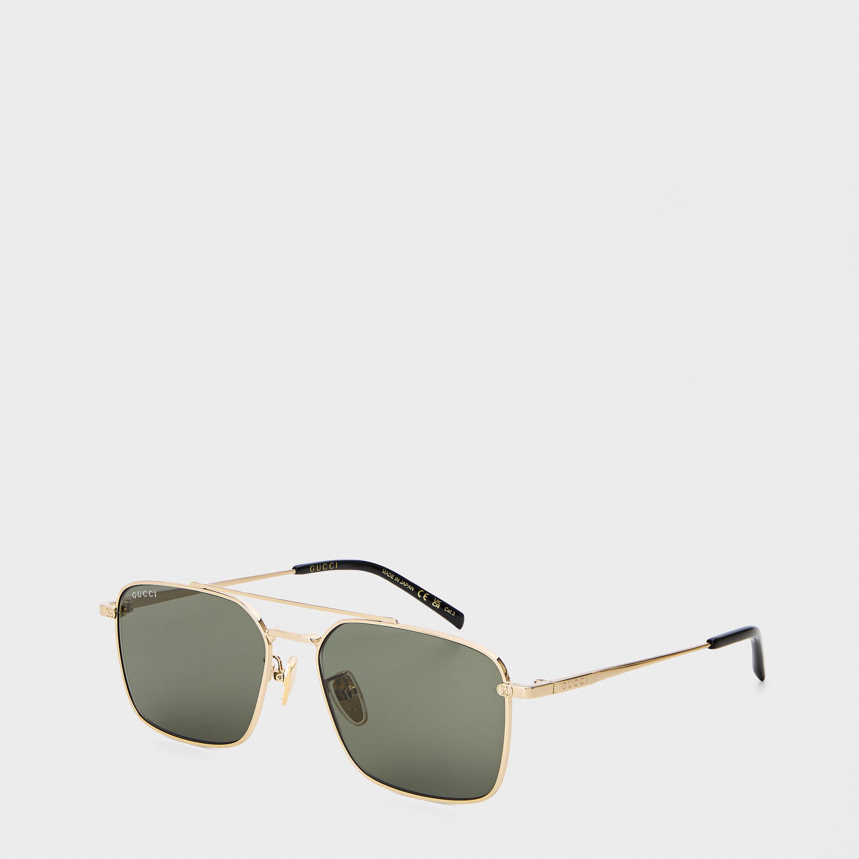 Gold/Grey - Gucci - Men's Rectangle Sunglasses - 1