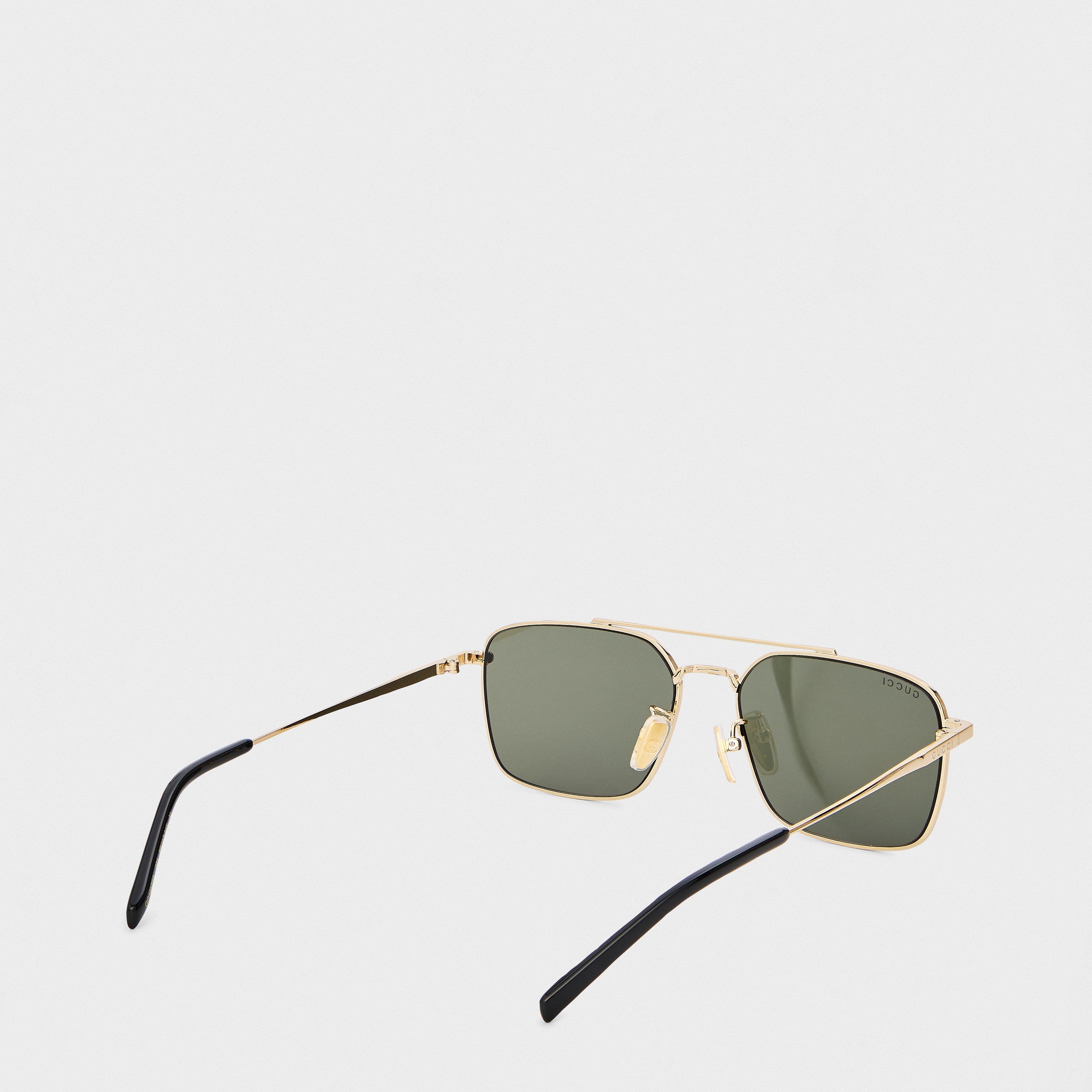 Gold/Grey - Gucci - Men's Rectangle Sunglasses - 2