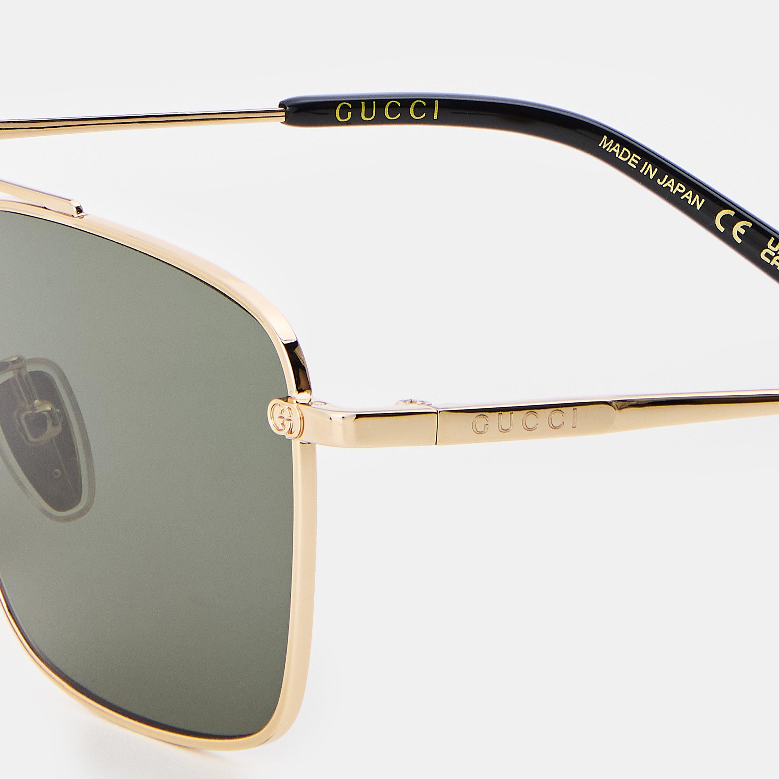 Gold/Grey - Gucci - Men's Rectangle Sunglasses - 4