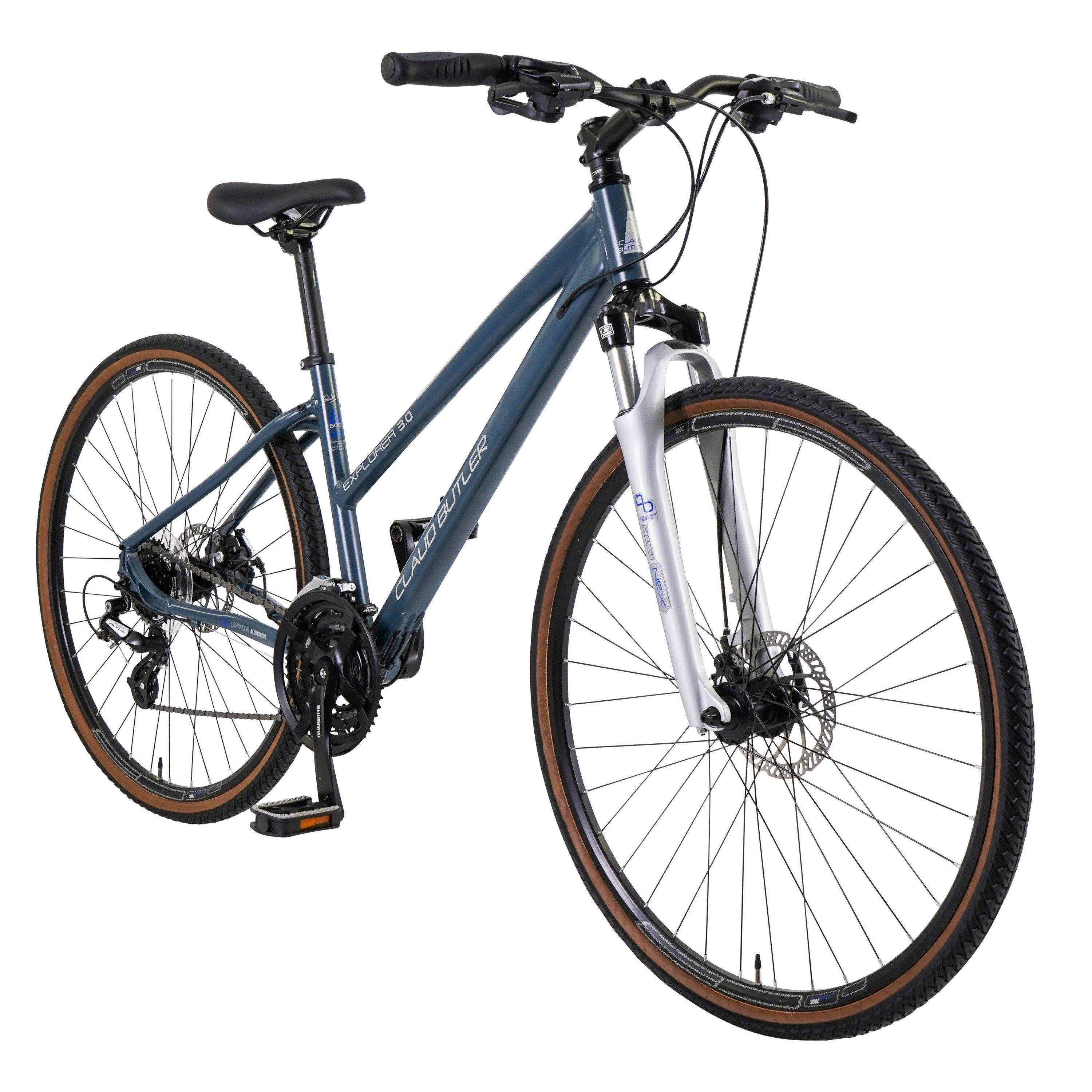 Grey - Claud Butler - Claud Butler Explorer 3.0 Low Step Hybrid Bike - 2