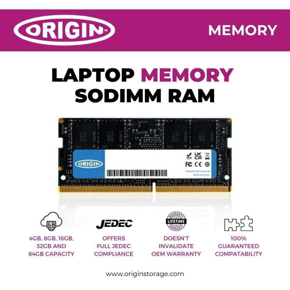 Black - Origin - Origin Storage 16GB DDR4 3200MHz SODIMM 1Rx8 Non-ECC 1.2V - 2