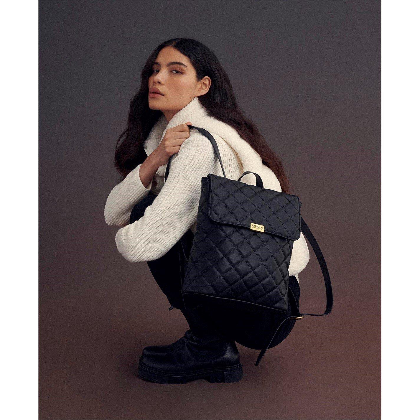 Black - Barbour International - Quilted Hoxton Backpack - 14