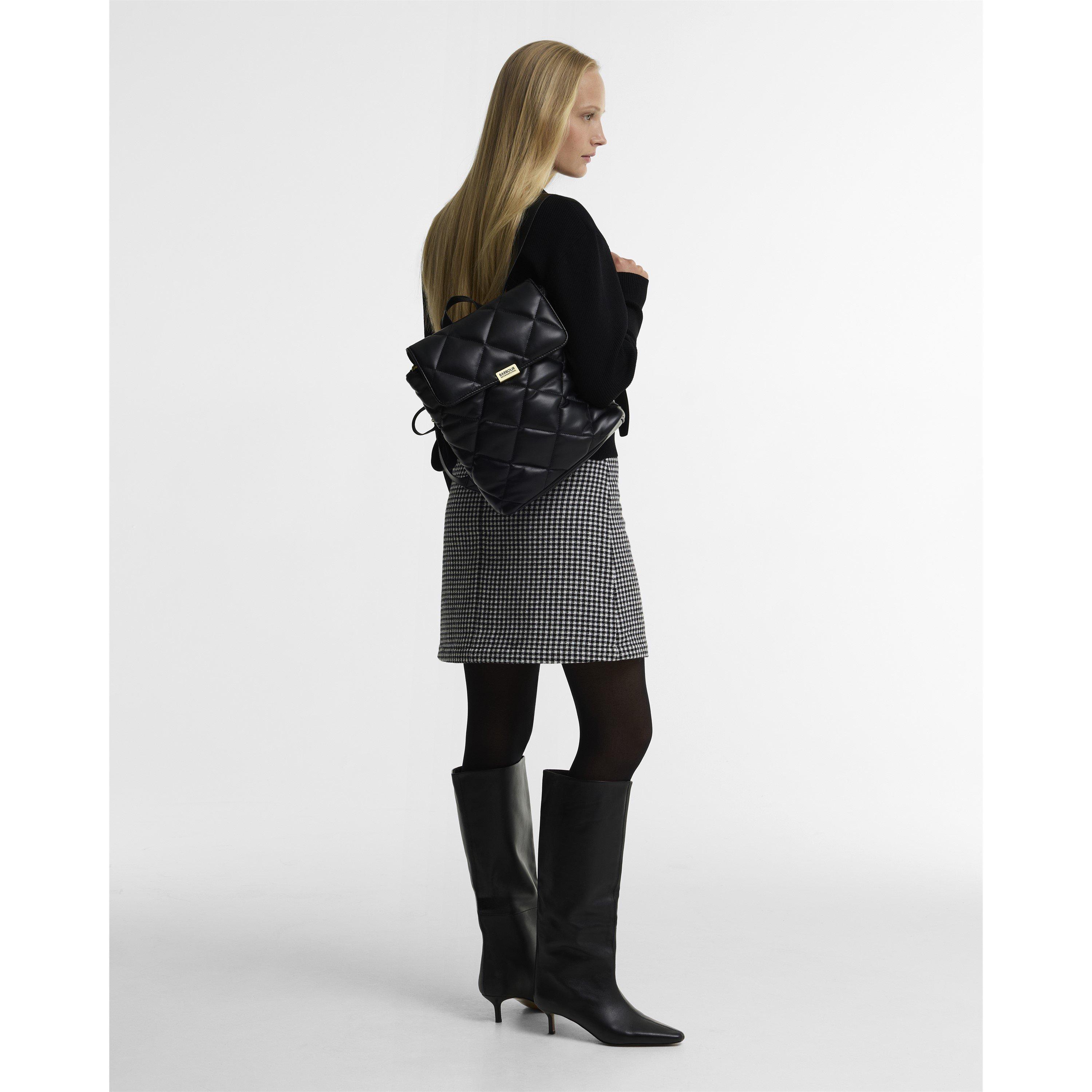 Black - Barbour International - Quilted Hoxton Backpack - 3