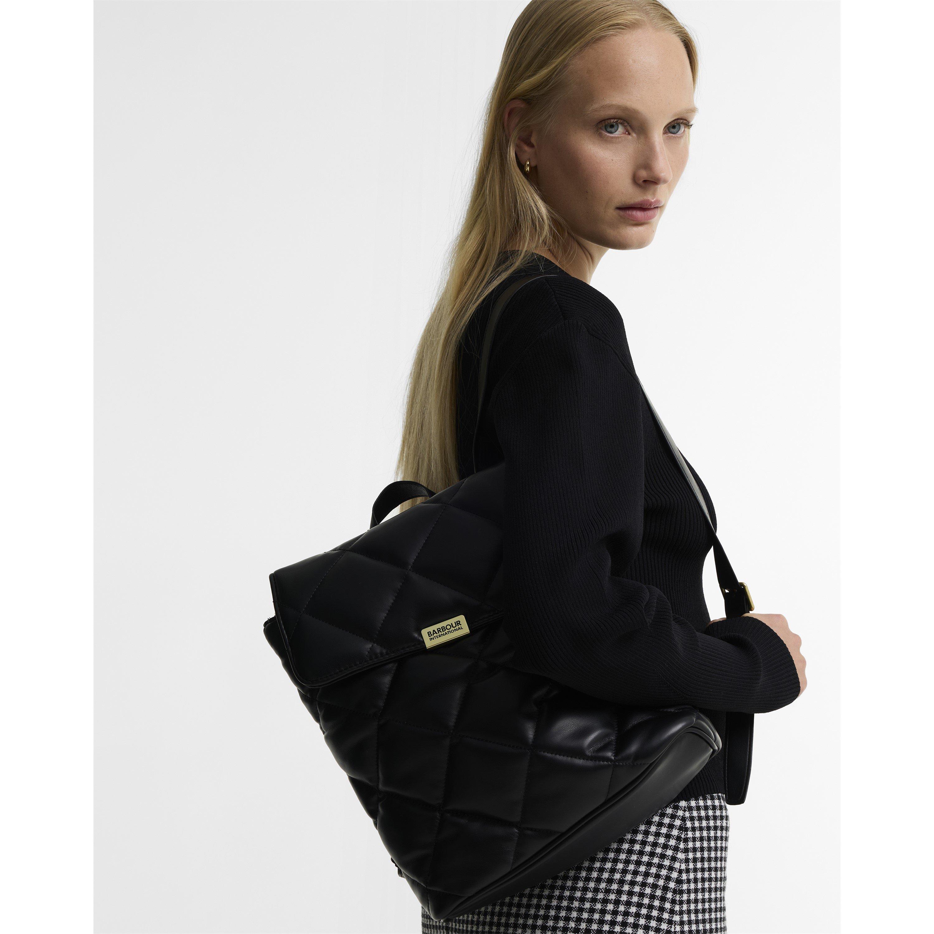 Black - Barbour International - Quilted Hoxton Backpack - 4