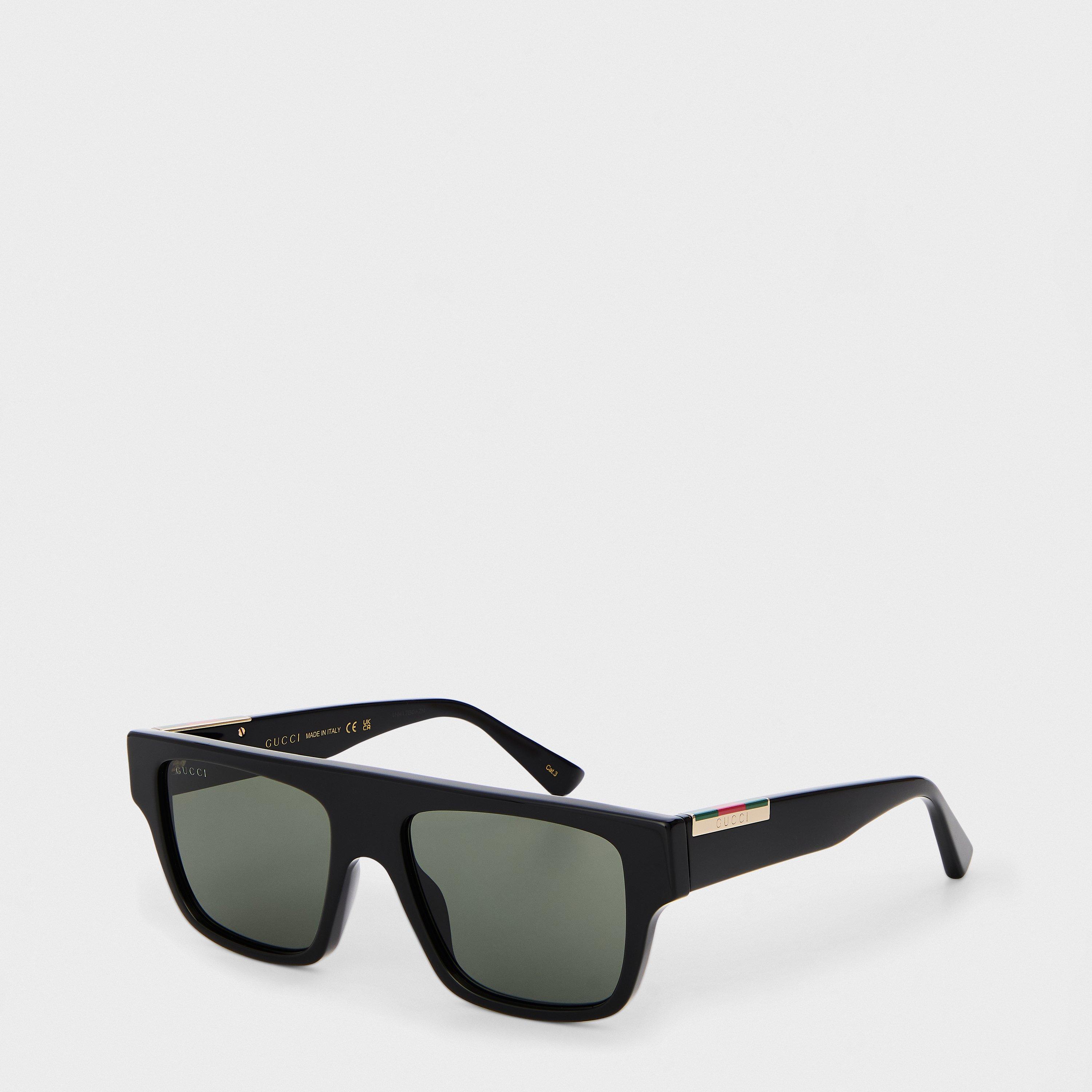 Gucci Men's UV Protection Rectangle Sunglasses - Black/Grey