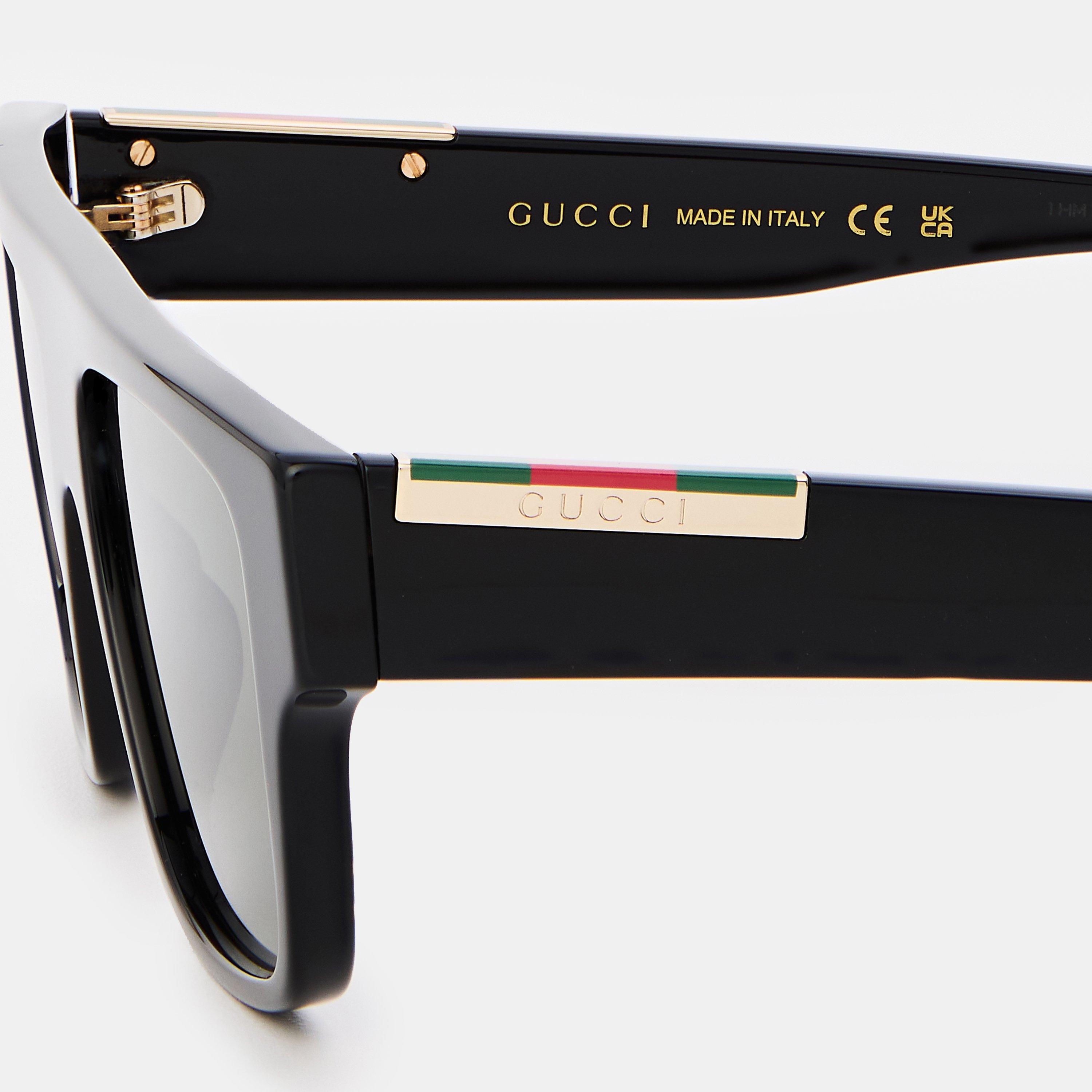 Black/Grey - Gucci - Men's Rectangle Sunglasses - 4