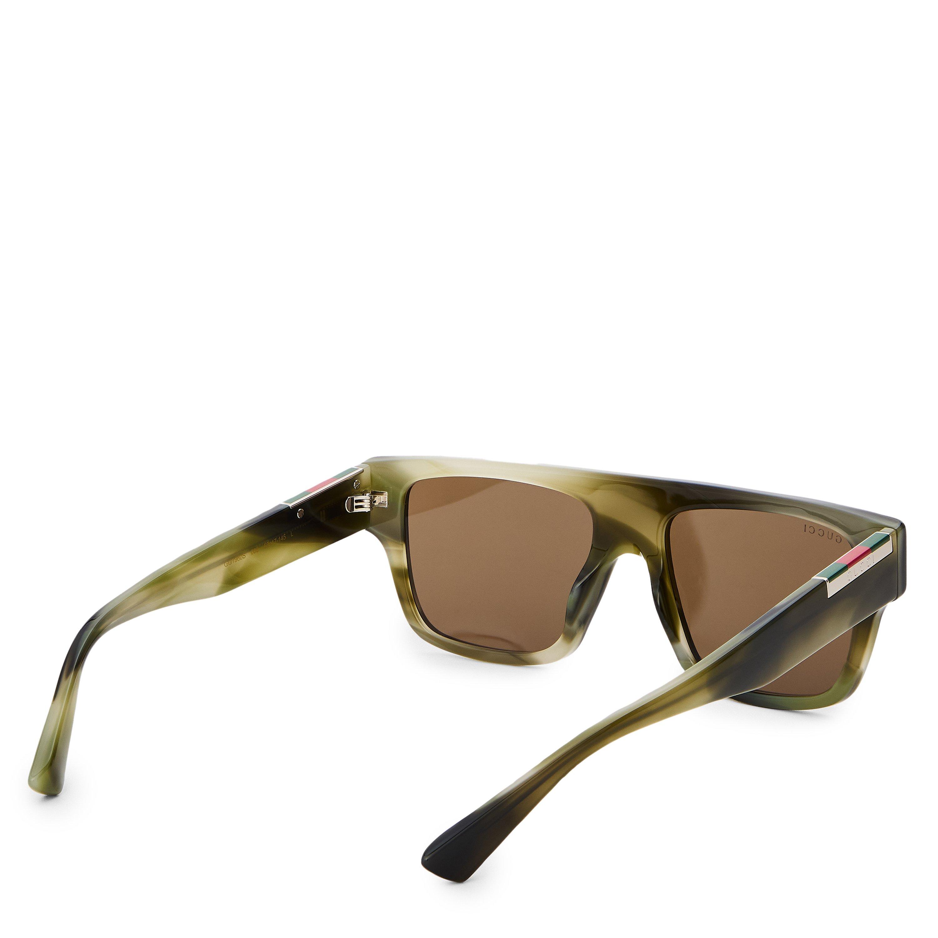 Green/Brown - Gucci - Men's UV Protection Rectangle Sunglasses - 2