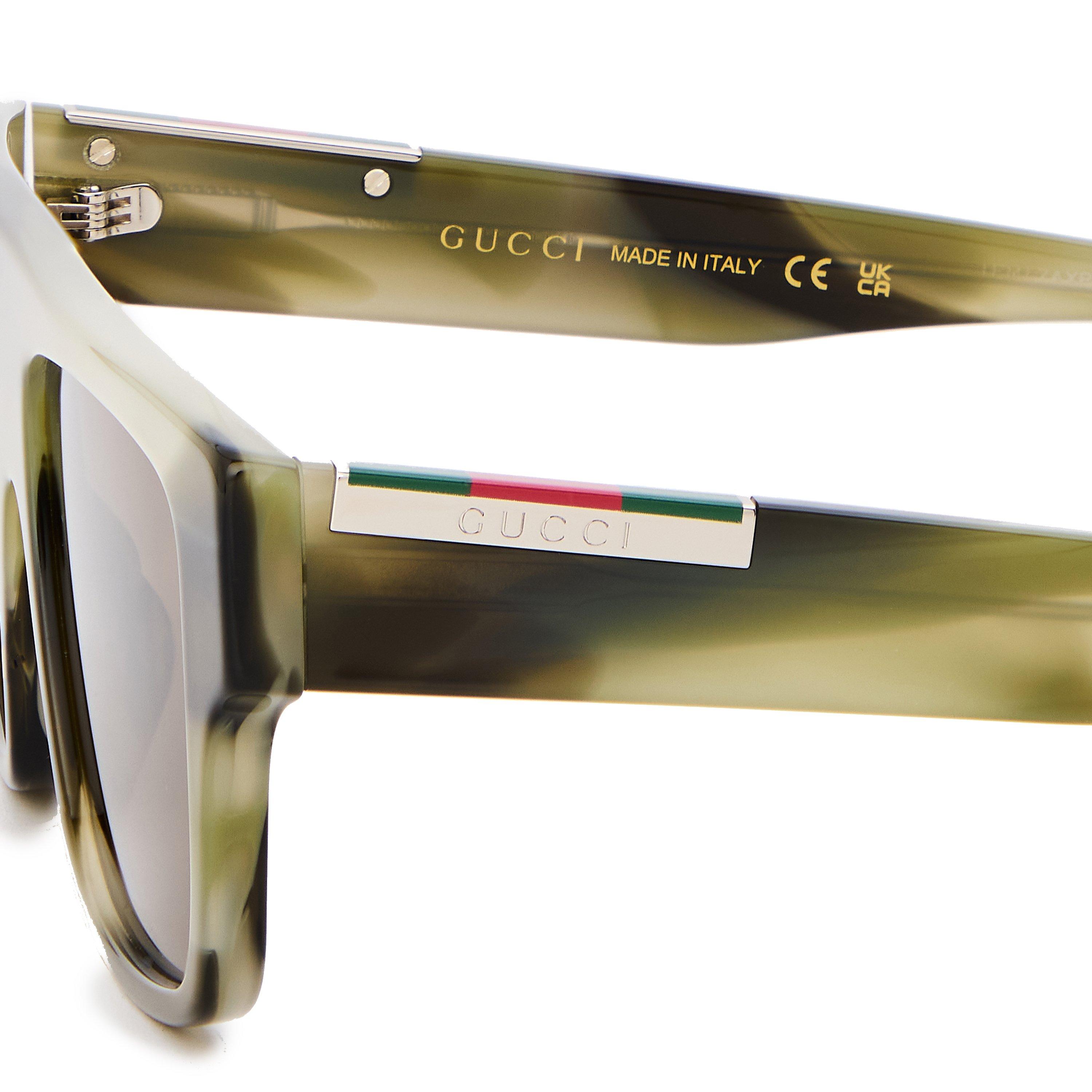 Green/Brown - Gucci - Men's UV Protection Rectangle Sunglasses - 4