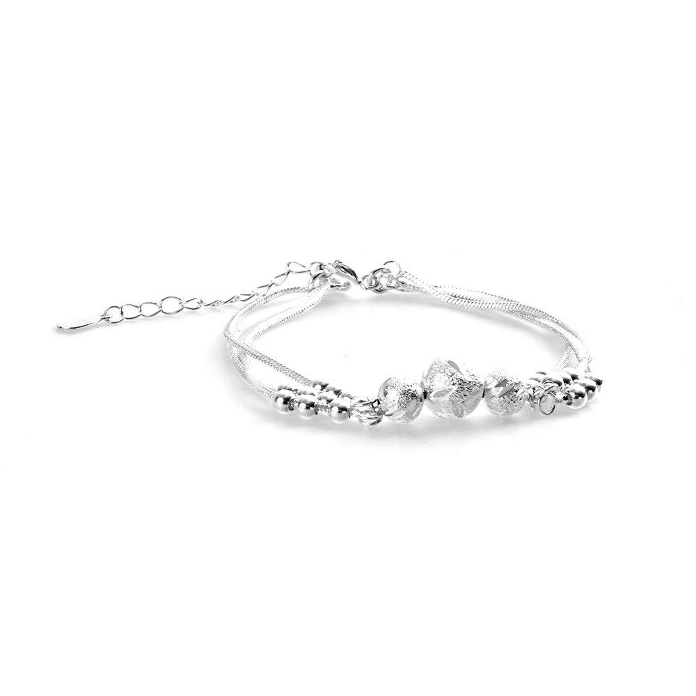 Silver - SHEONLY - Elegant Silver Plated Beaded Bracelet - 1
