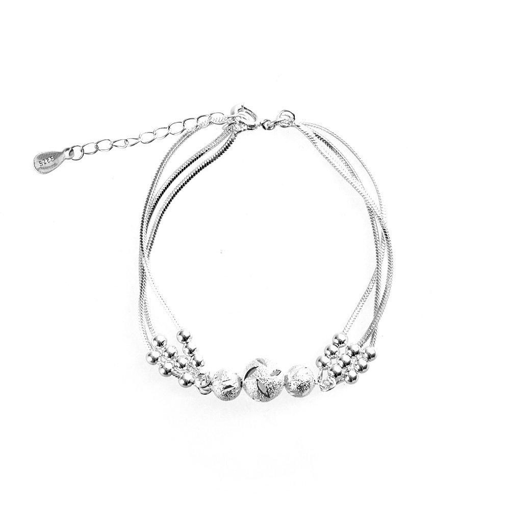 Silver - SHEONLY - Elegant Silver Plated Beaded Bracelet - 4