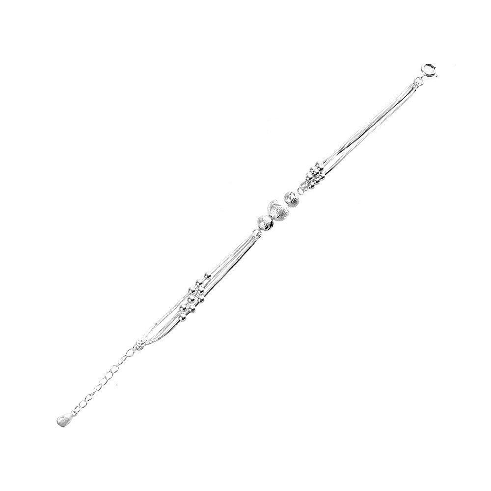 Silver - SHEONLY - Elegant Silver Plated Beaded Bracelet - 5