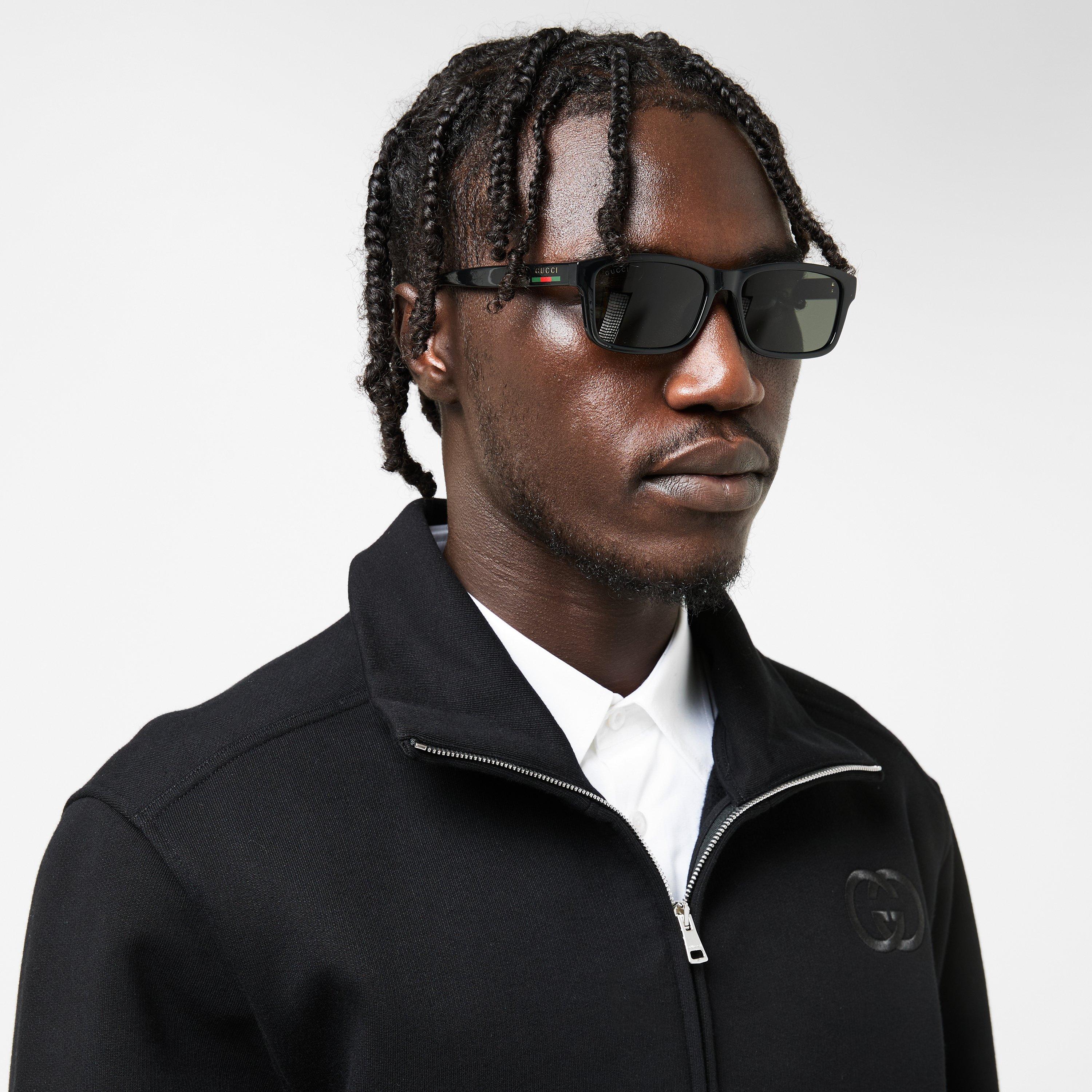 Black/Grey - Gucci - Men's Rectangle Sunglasses - 3