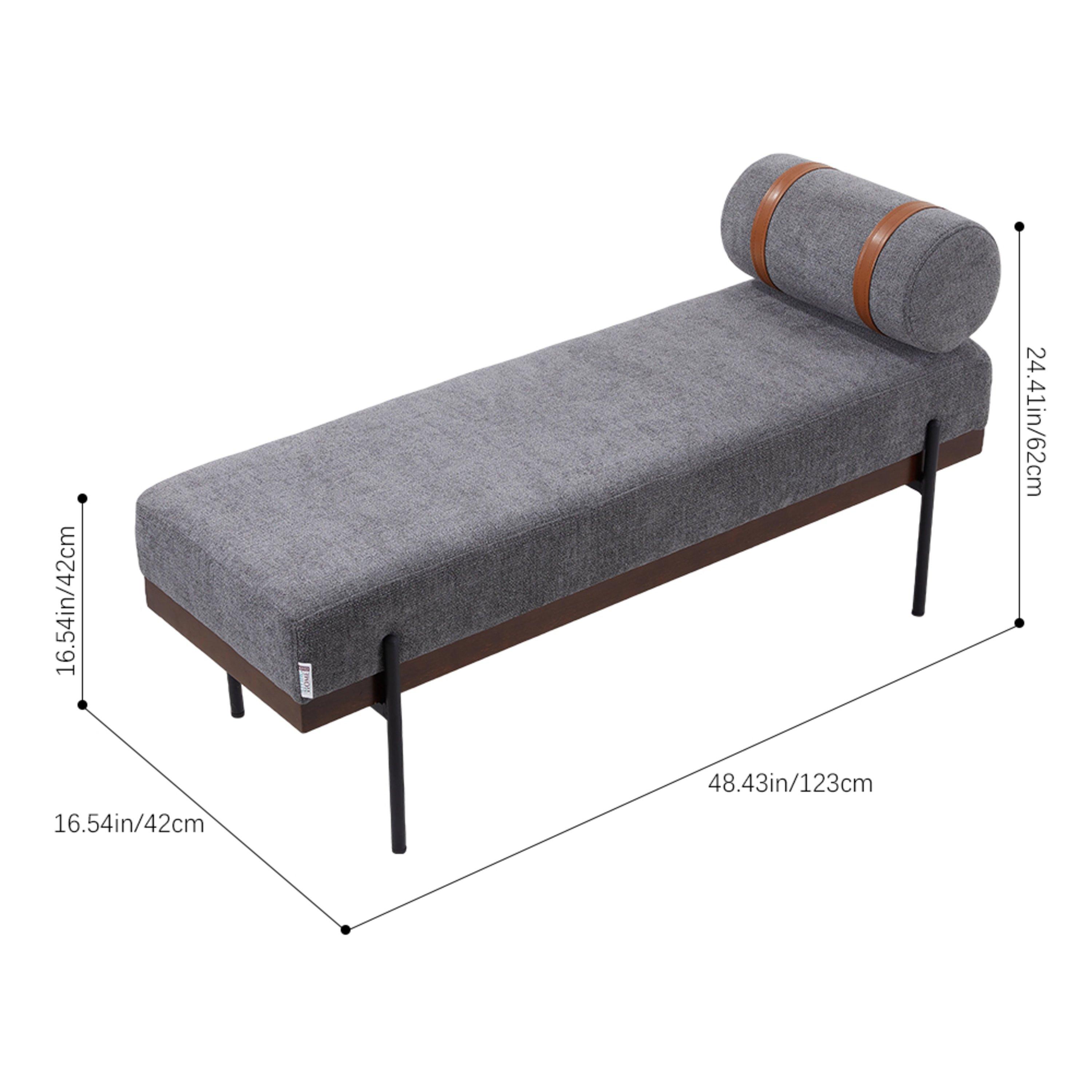 Dark Grey - Kabinet UK - Upholstered Bench with a Removable Pillow - 12