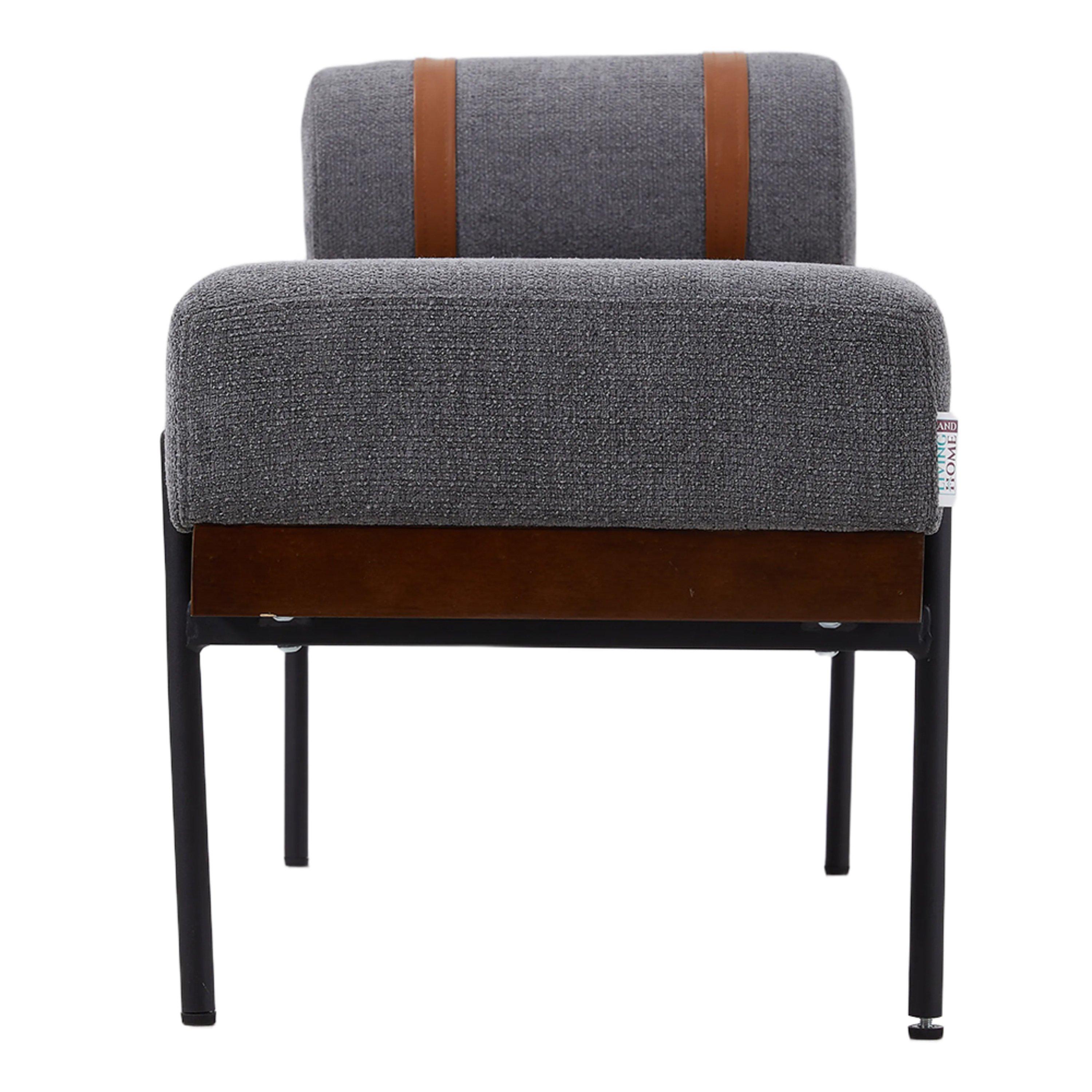 Dark Grey - Kabinet UK - Upholstered Bench with a Removable Pillow - 5