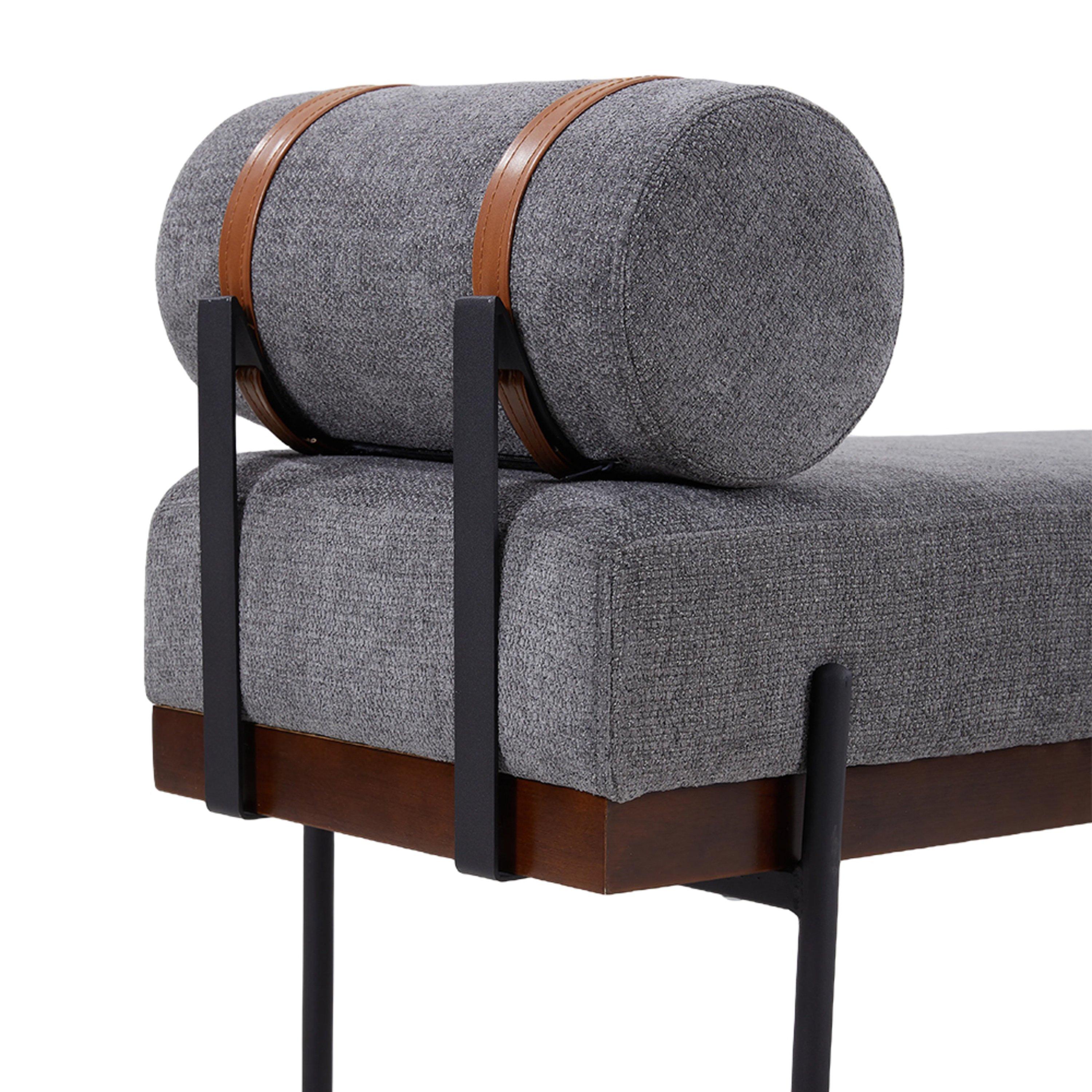 Dark Grey - Kabinet UK - Upholstered Bench with a Removable Pillow - 9