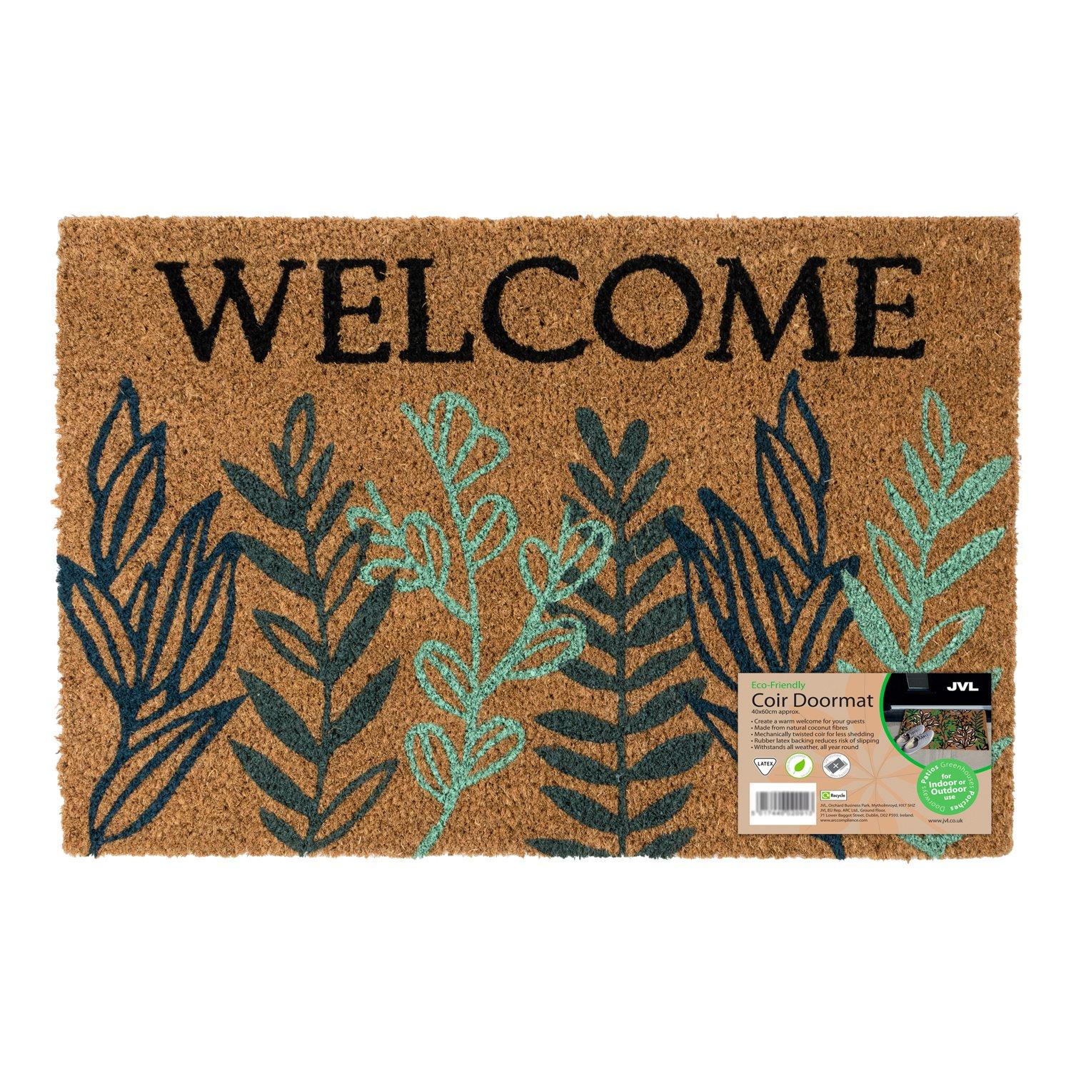Multi - JVL - JVL Latex Coir - Welcome Leaves 40x60cm - 14