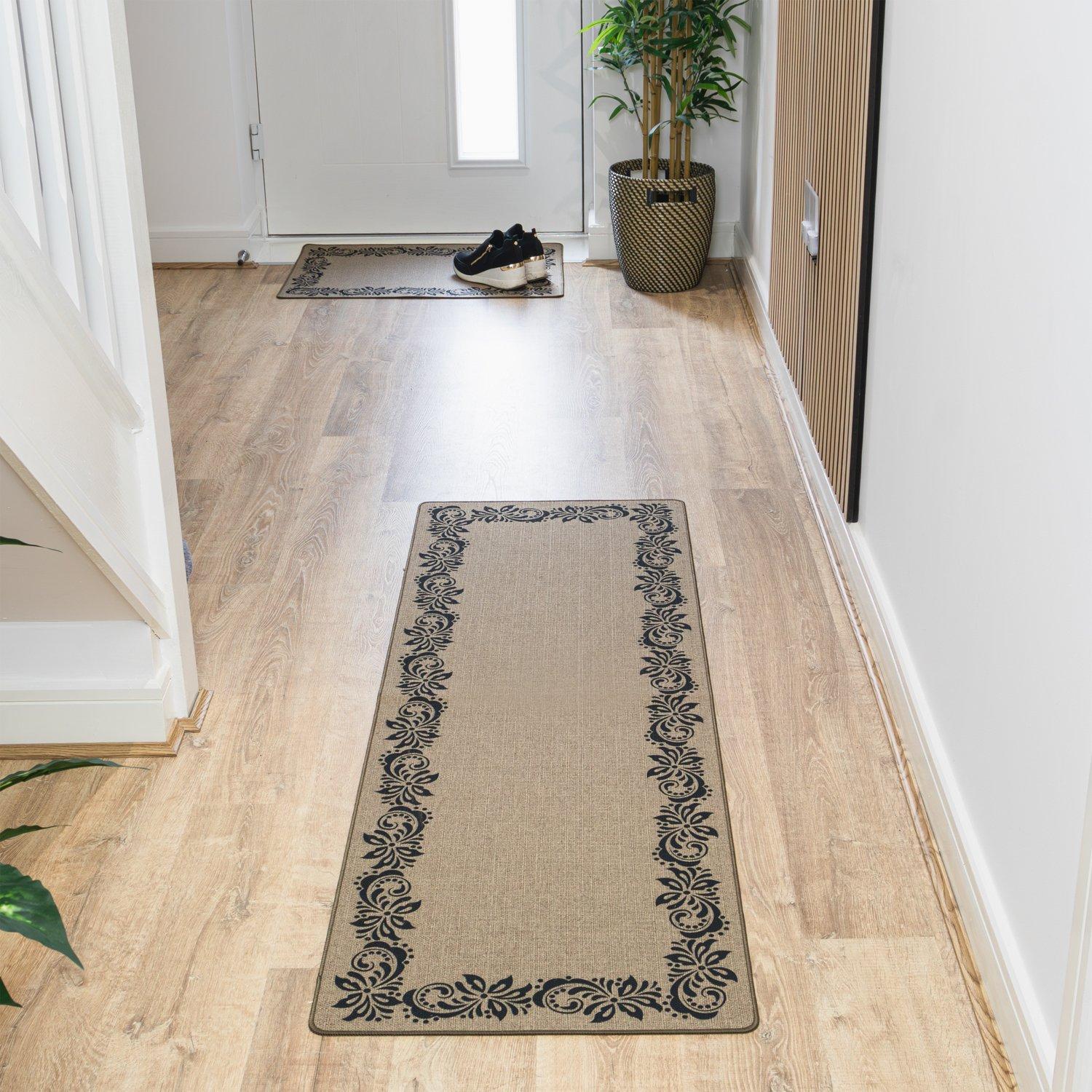 Brown - JVL - JVL Elegance Machine Washable Entrance Runner - 8