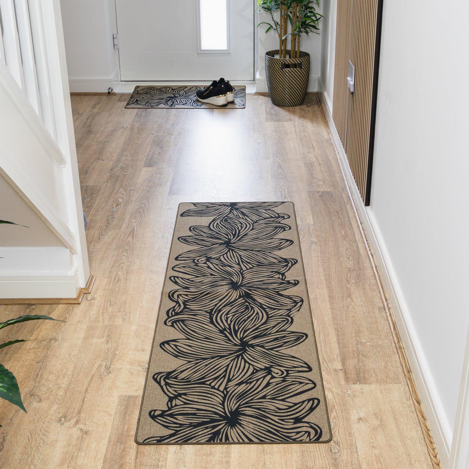 Brown - JVL - JVL Elegance Machine Washable Entrance Runner - 8