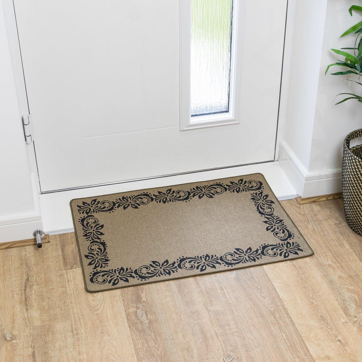 Brown - JVL - JVL Elegance Machine Washable Doormat and Runner - 9