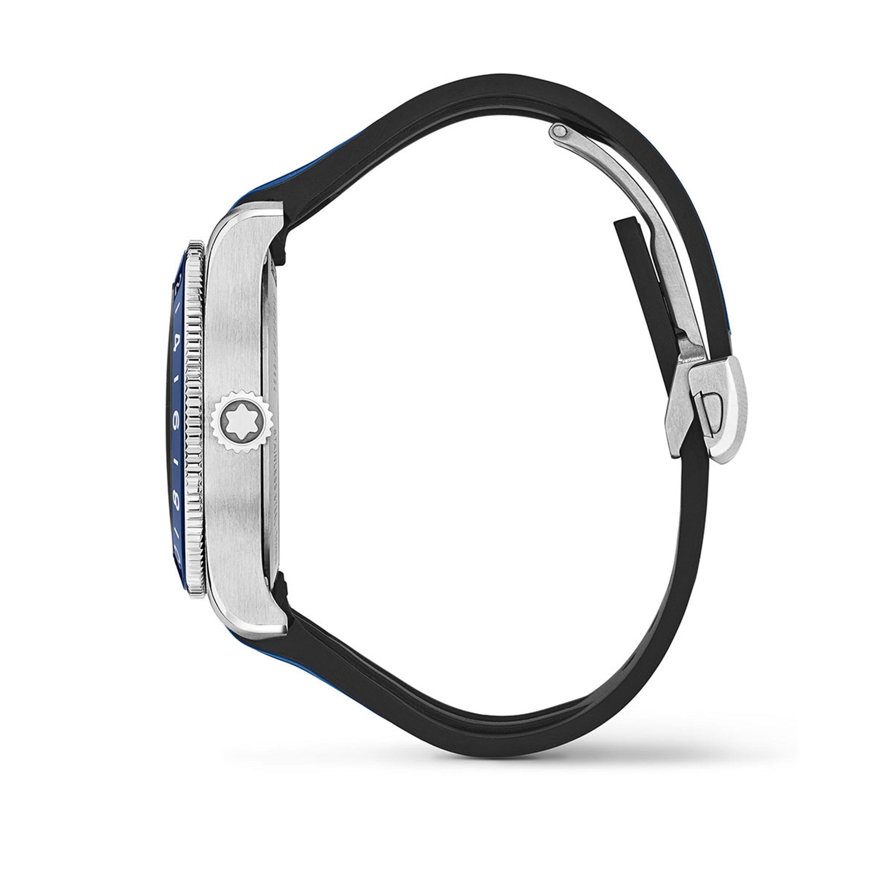 Blue/Silver - Montblanc - Men's GMT Rubber Strap Analogue Watch - 2