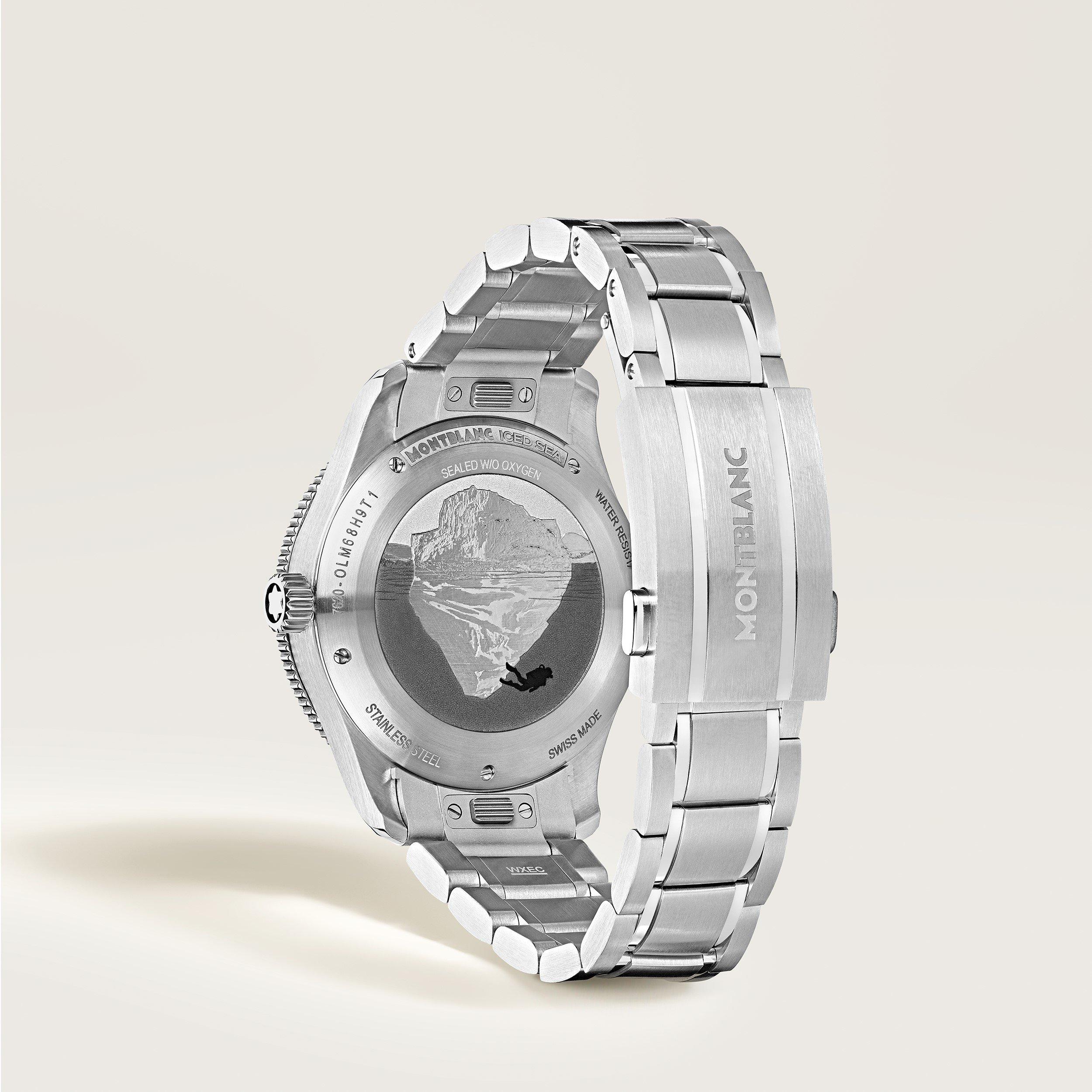 Blue/Silver - Montblanc - Men's Iced Sea Automatic Water Resistant Auto Analogue Watches - 4