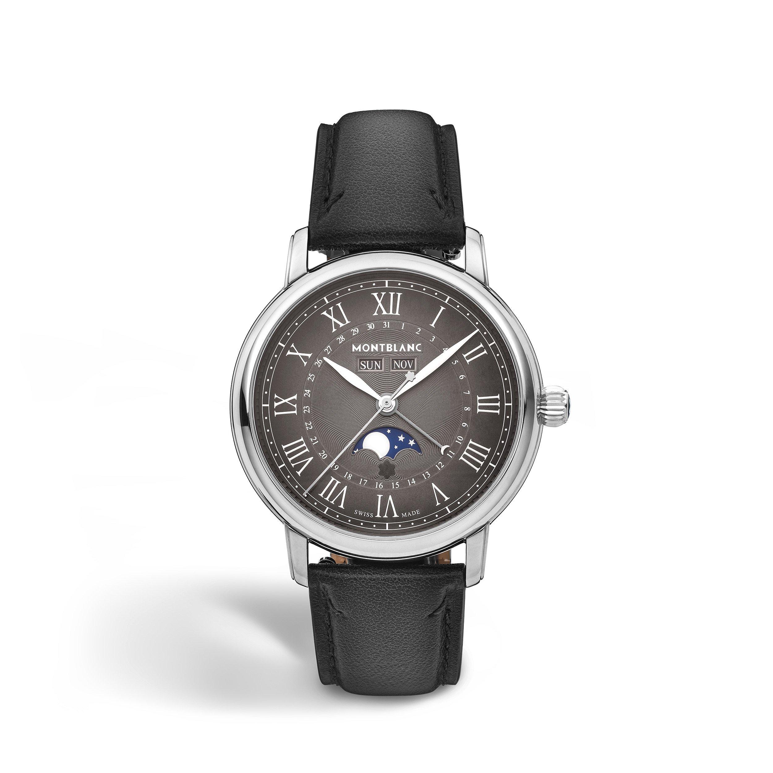 Montblanc Men's Moonphase Automatic Auto Analogue Watches - Black/Silver