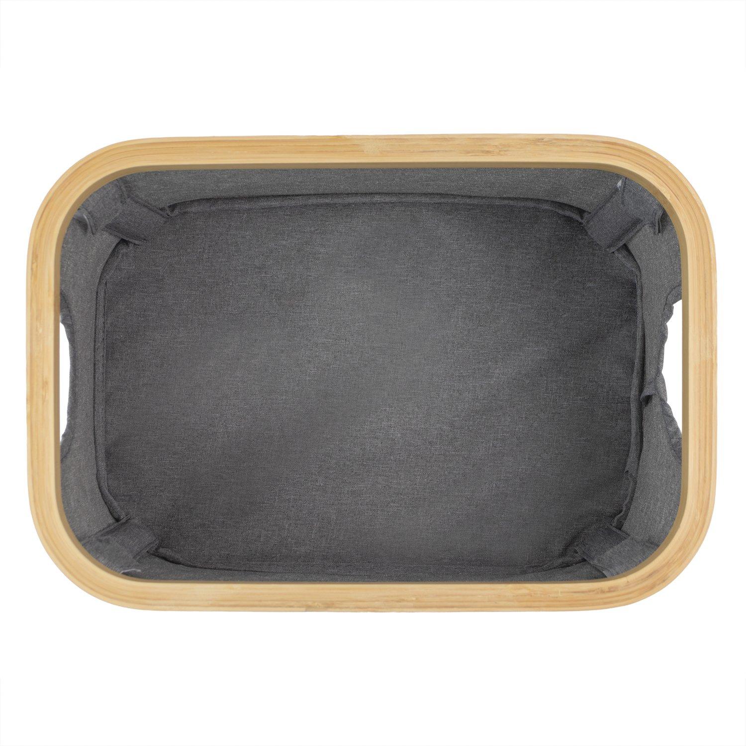 Grey - JVL - JVL Bambanio Foldable Bamboo Storage Basket - 26L - 2