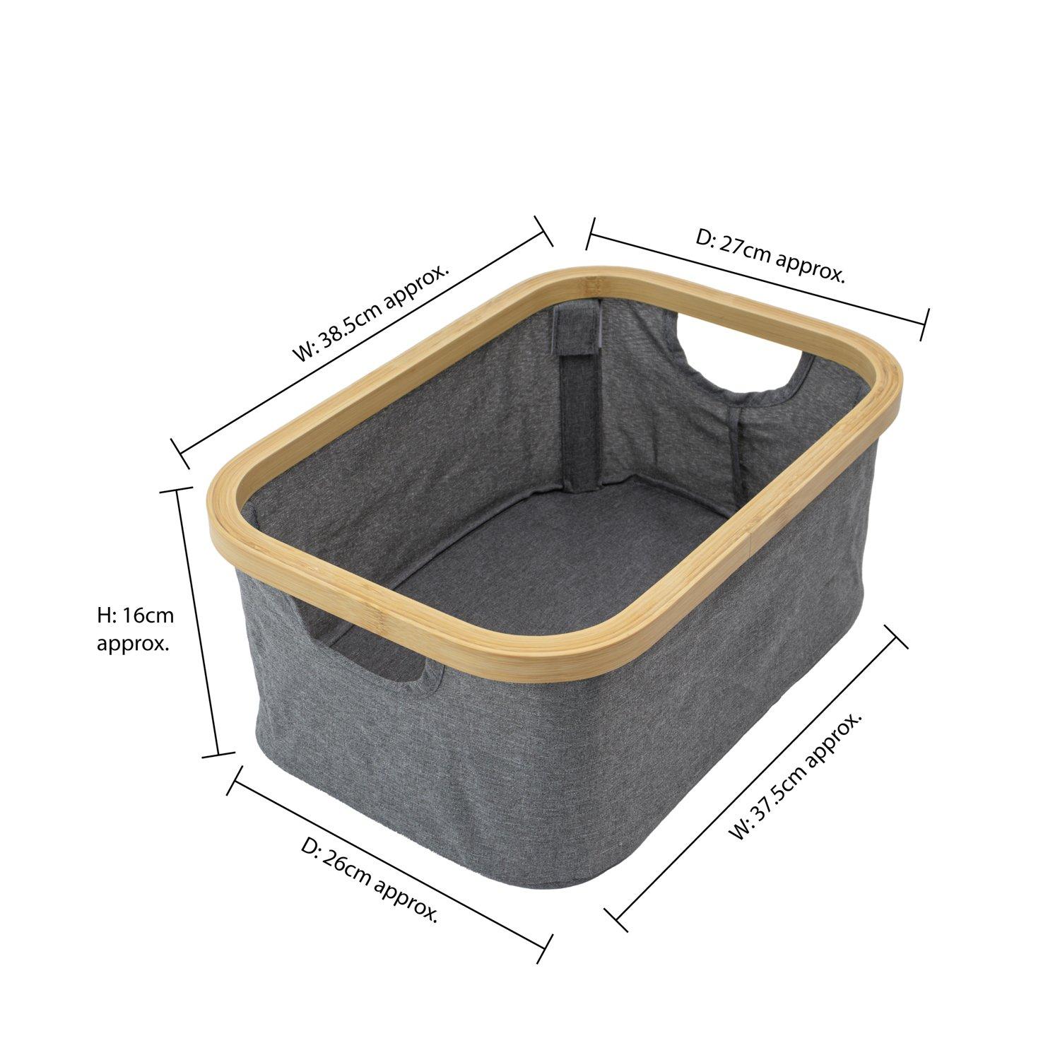 Grey - JVL - JVL Bambanio Foldable Bamboo Storage Basket - 26L - 8
