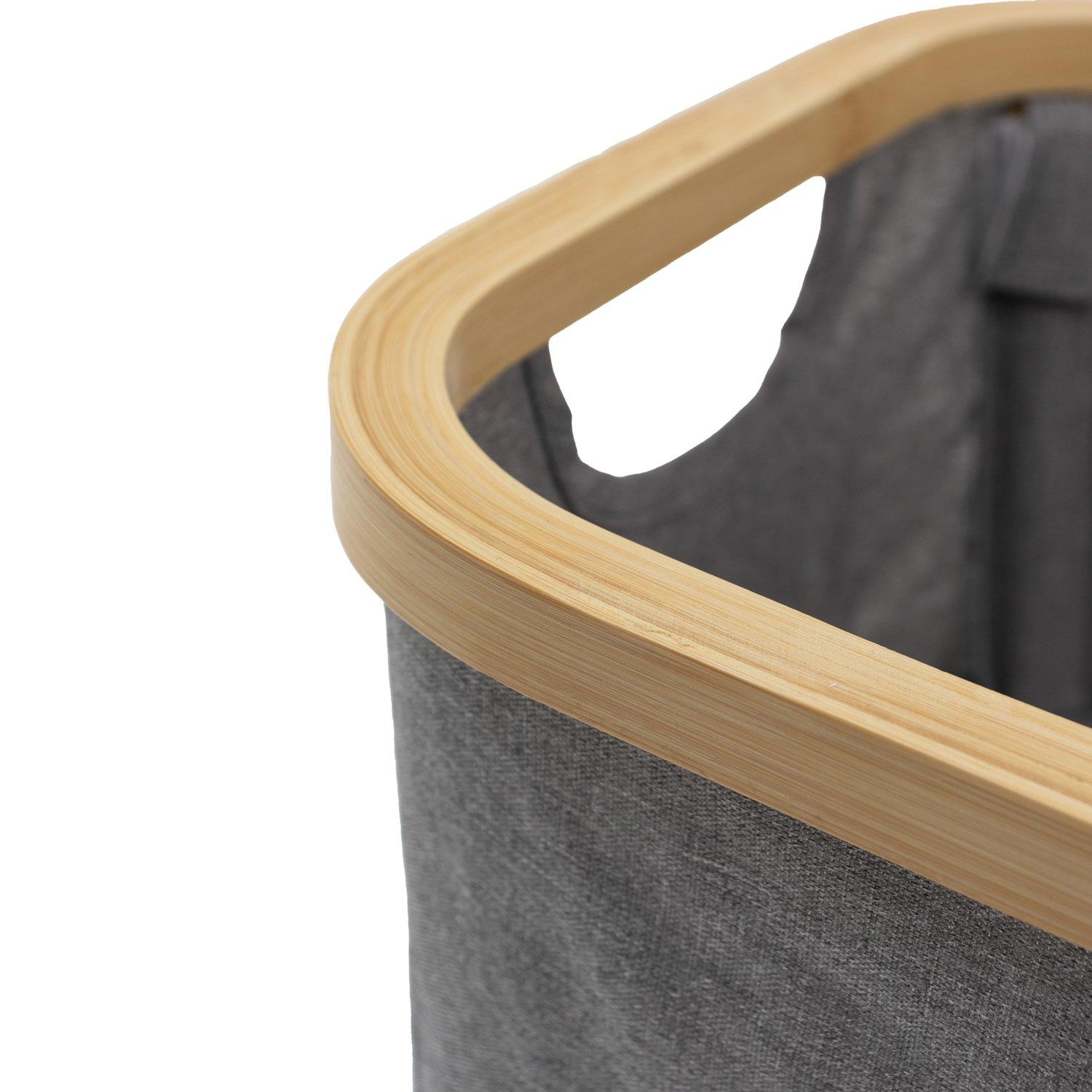 Grey - JVL - JVL Bambanio Foldable Bamboo Storage Basket - 26L - 4