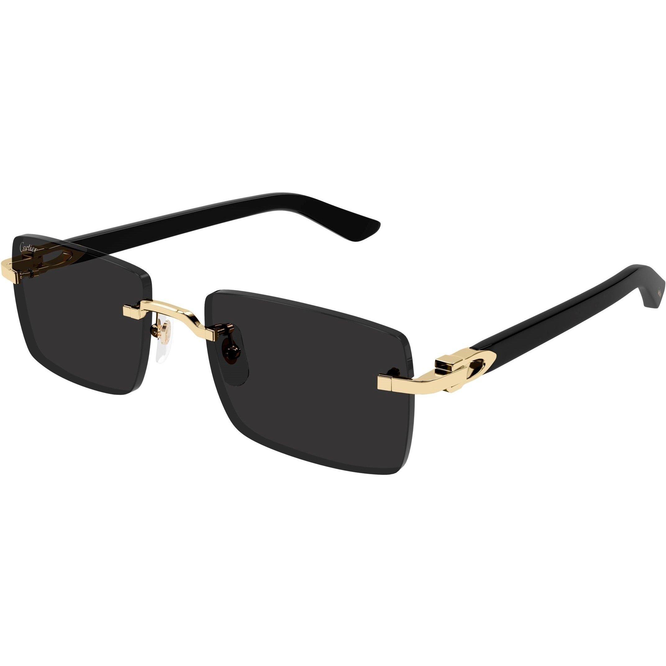 Gold/Black - Cartier - Men's Rectangle Sunglasses - 2