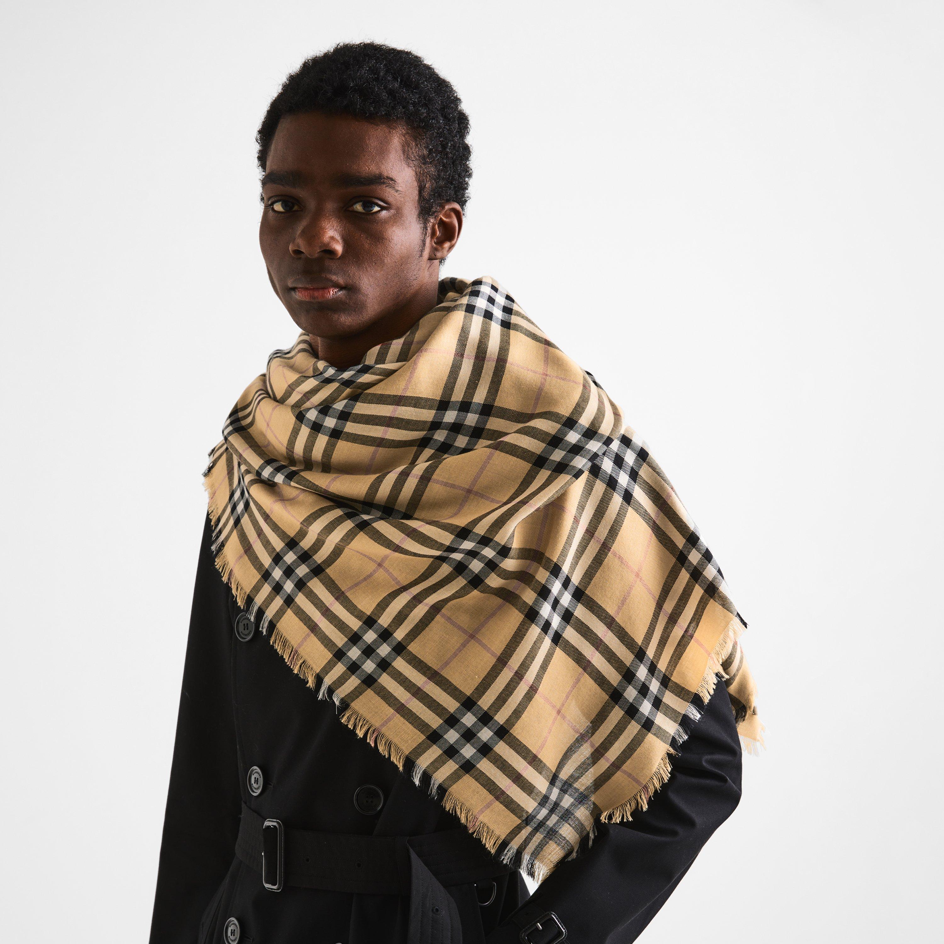 Sand - Burberry - Check Lightweight Scarf - 2