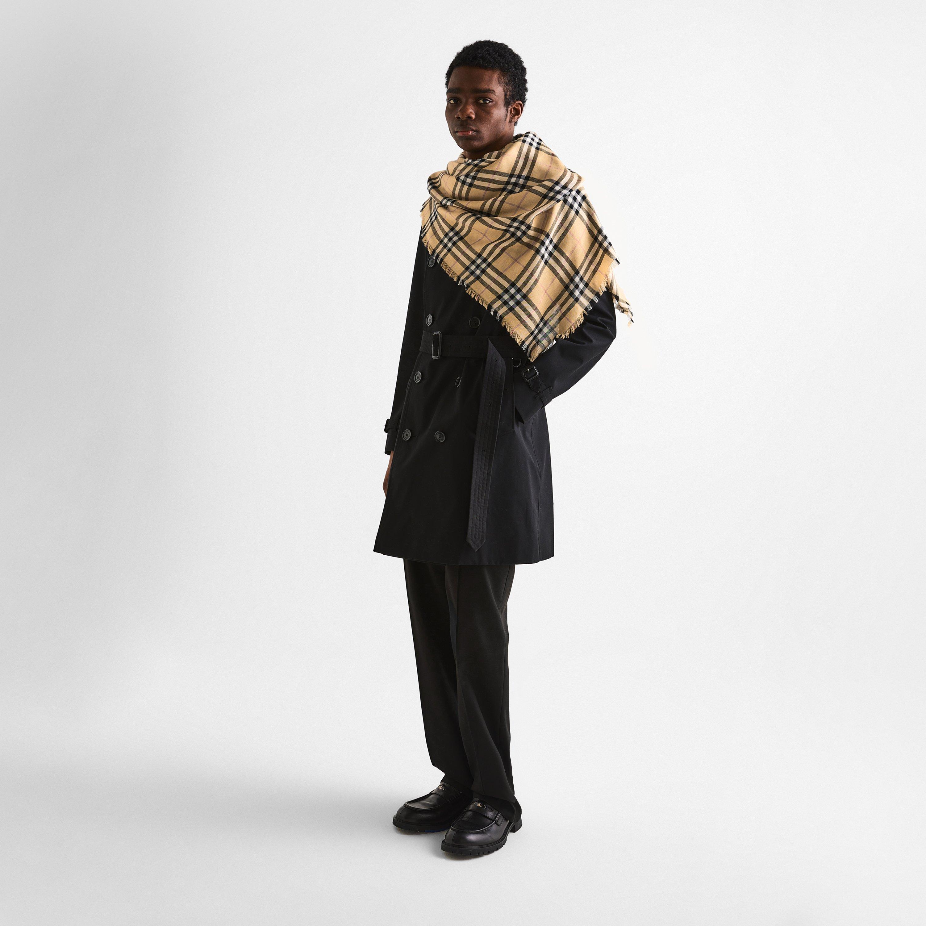 Sand - Burberry - Check Lightweight Scarf - 4