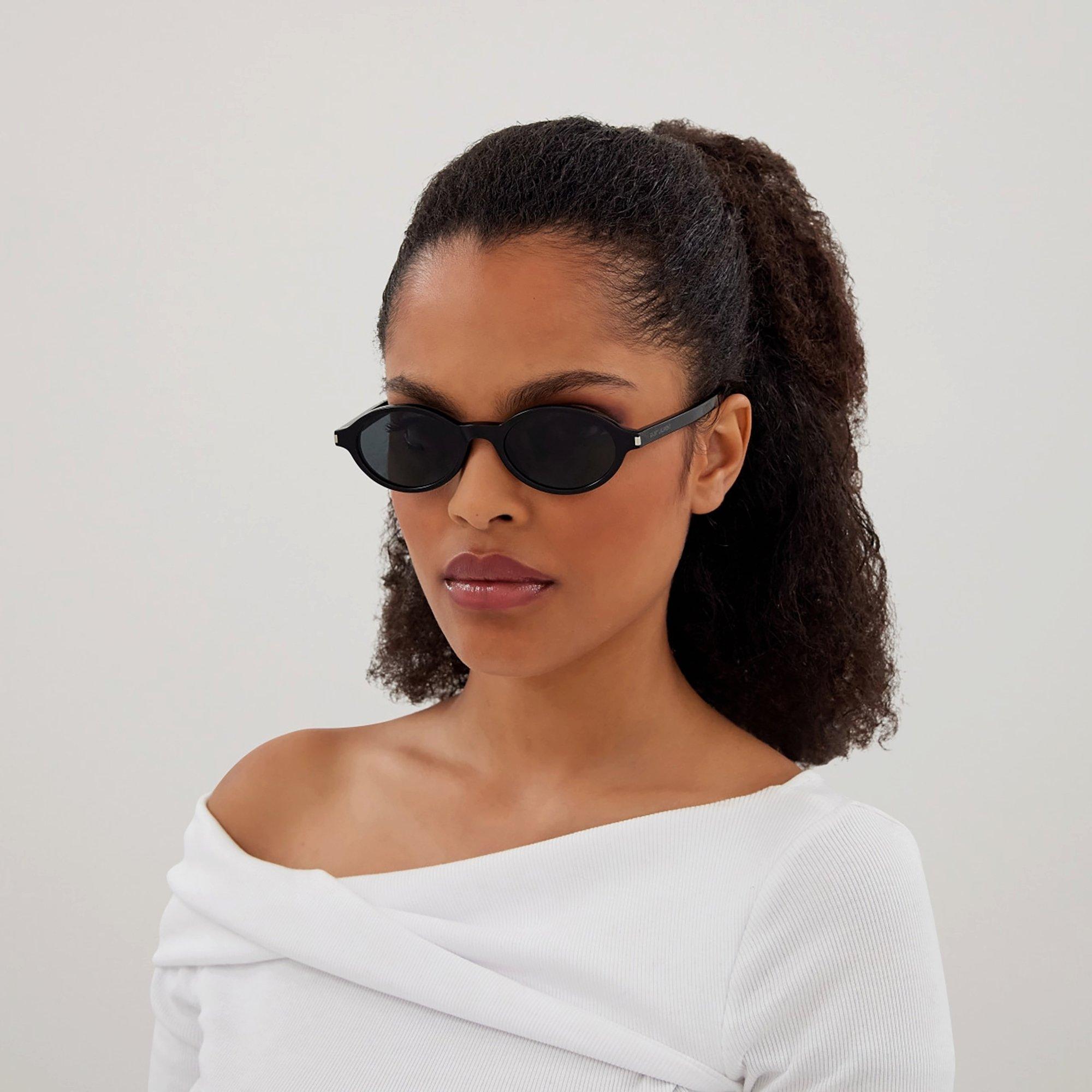 Black - Saint Laurent - Women's Jeanne SG Oval Sunglasses - 2